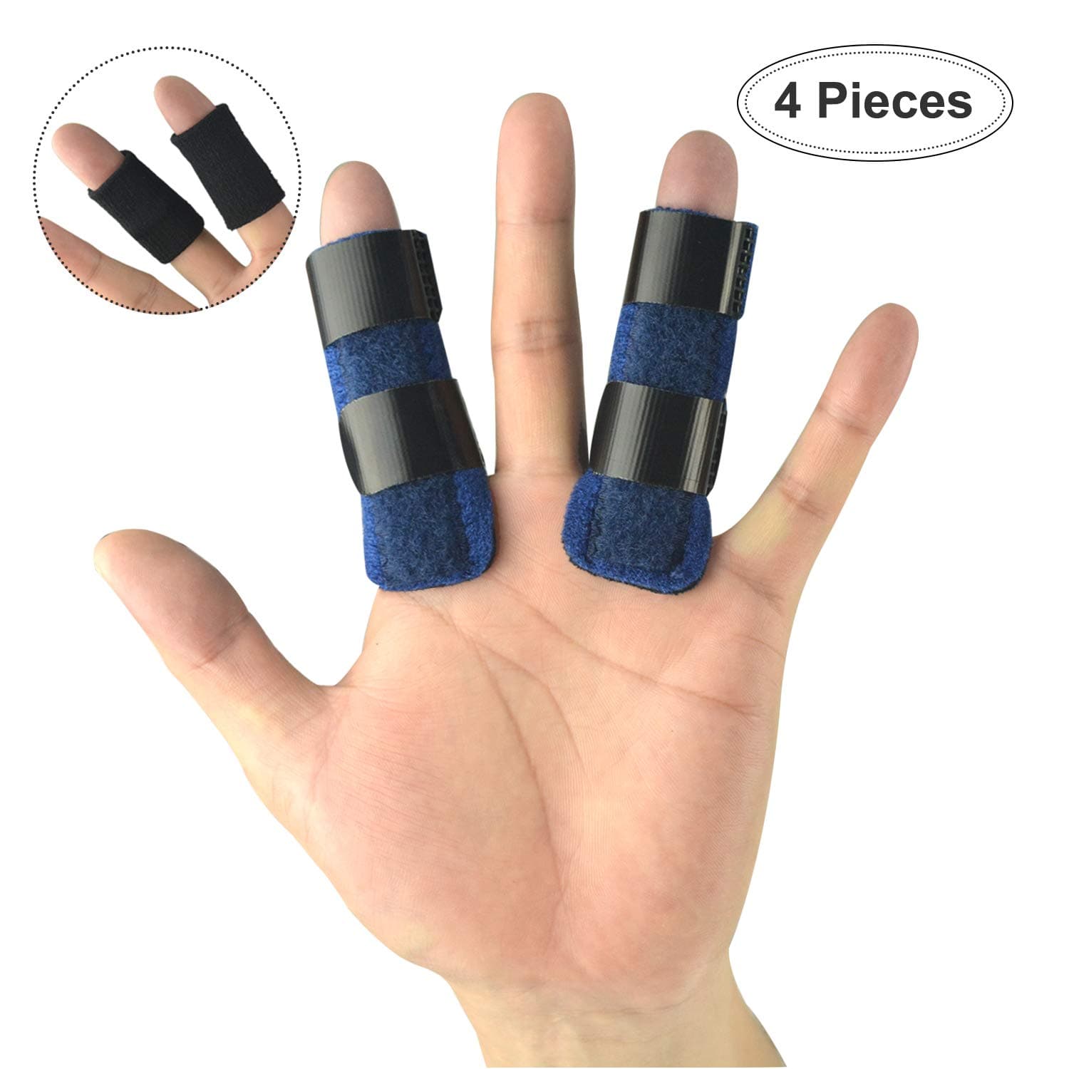 Trigger Finger Splints (2 Sets), Lightweight Sport Finger Sleeves and Finger Brace for Mallet Finger, Middle Finger, Pinky Finger, Arthritis, Broken Finger