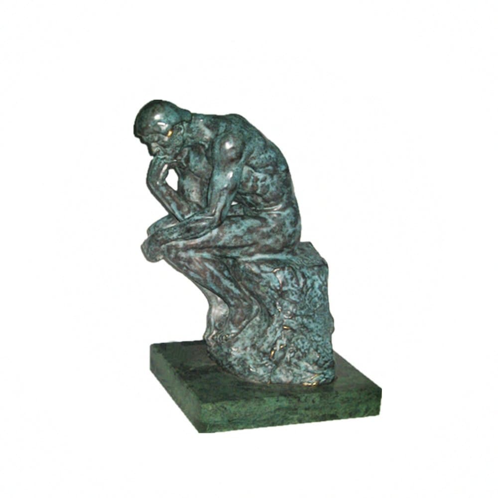 Toperkin Thinker Male Bronze Statues and Figurine Rodin Artwork Metal Sculpture Home Decor TPEA-021