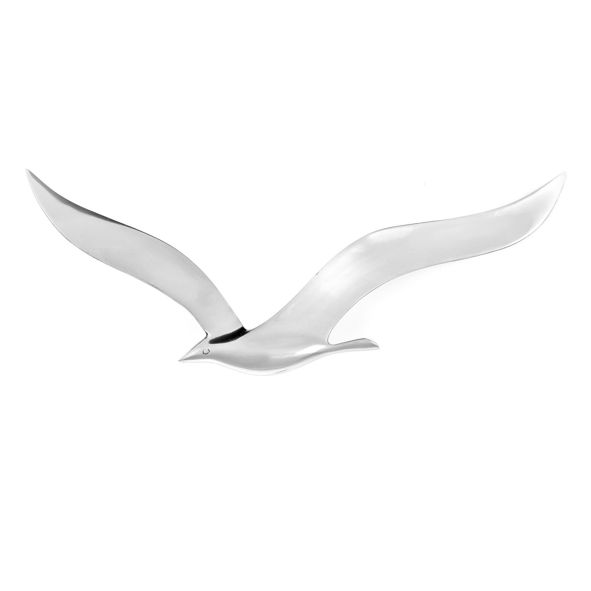 EliteCrafters Seagull Bird, Metal 3D Wall Art Ornament, Handmade of Solid Aluminum Metal, Silver Color, 35cm (13.7")