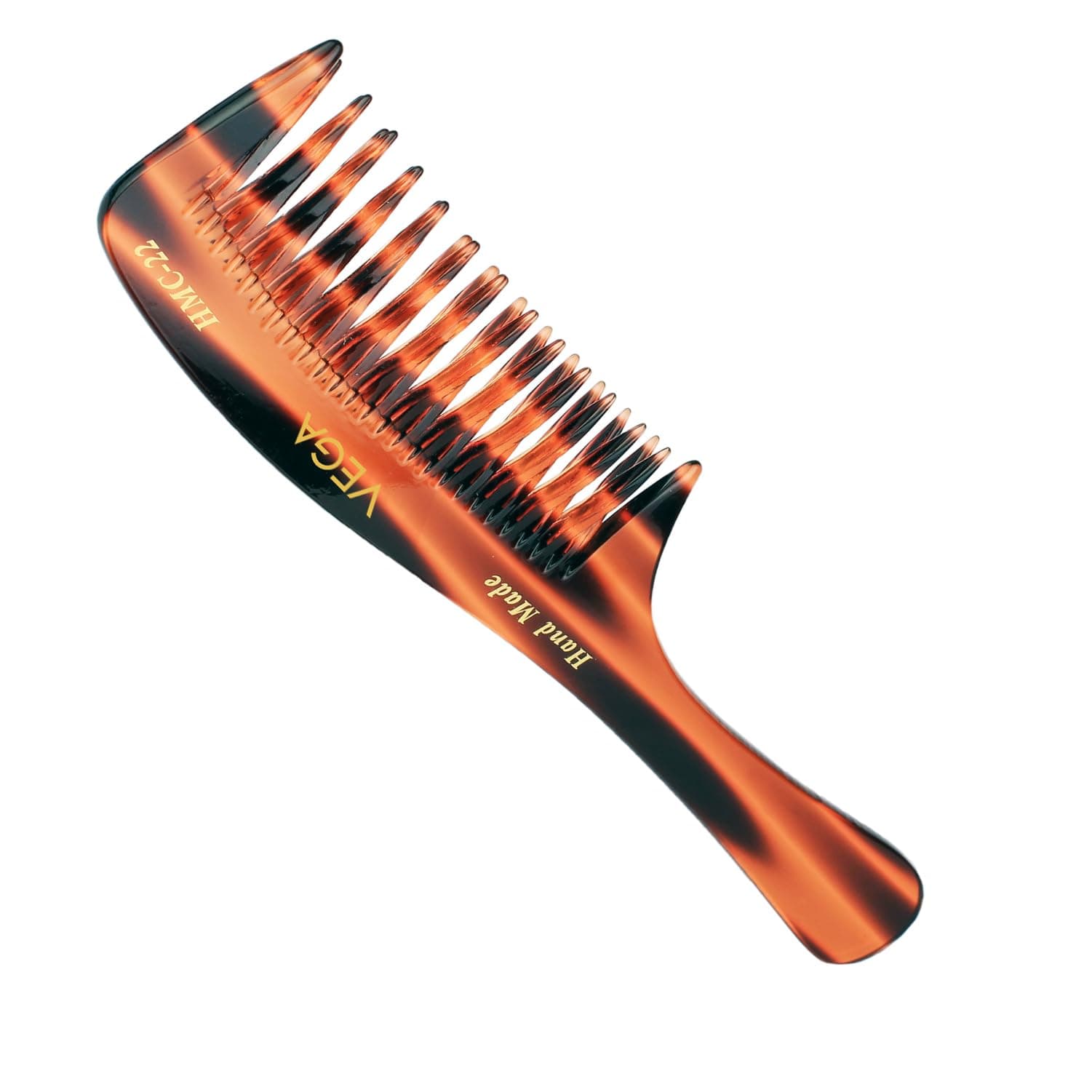 Vega Handcrafted De-Tangling Hair Combfor Men & Women, Detangling, Daily Grooming | Made from Cellulose Acetate Non-petroleum Based Material from Plant, (India's No.1* Hair Comb Brand, HMC-22)