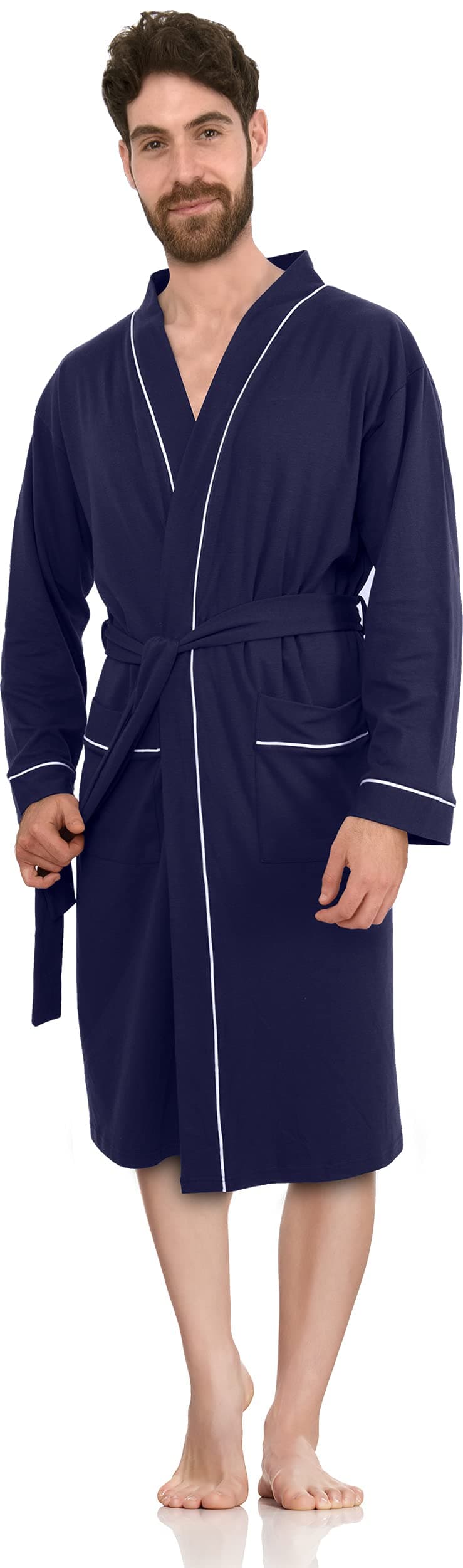 Luxurious Men's Knit Robe Cotton Blend Dressing Gown