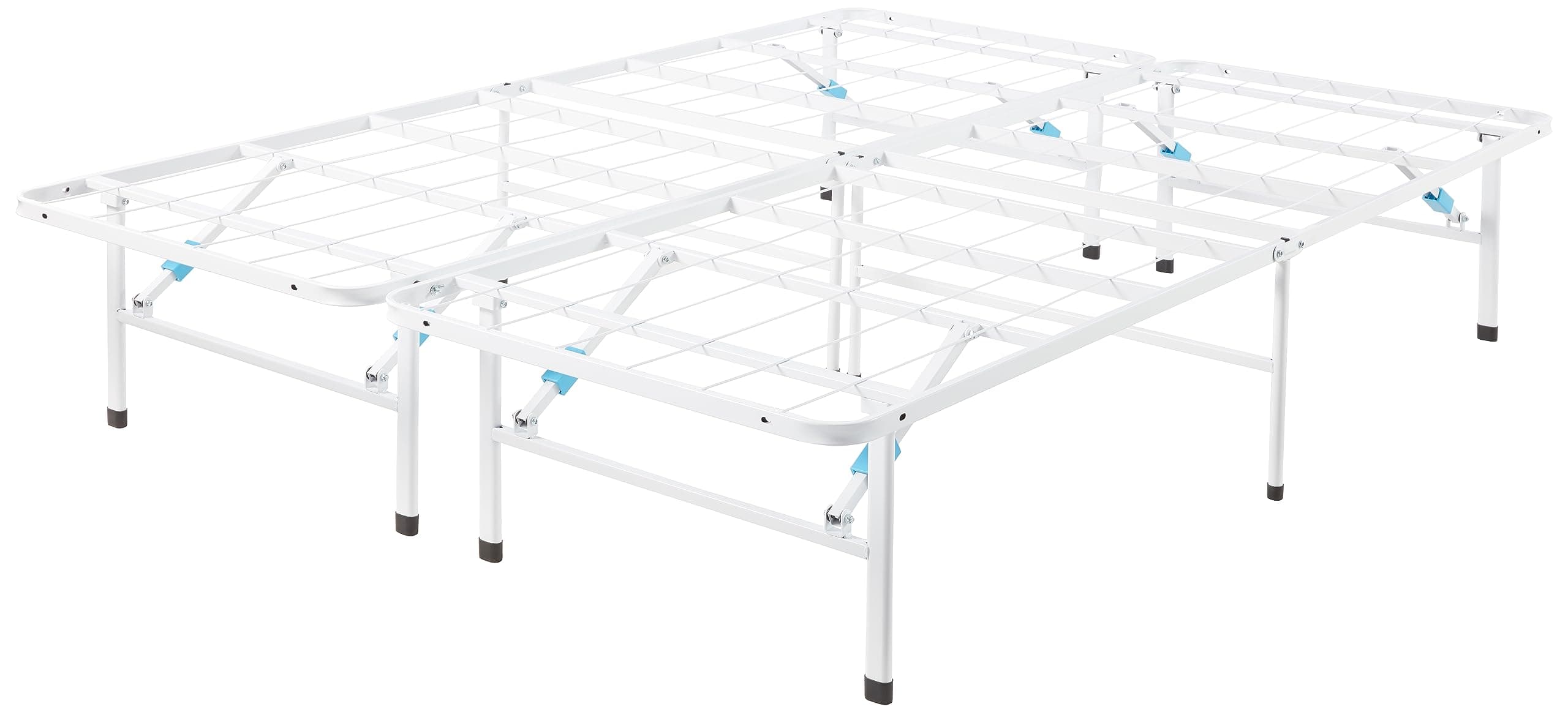 Amazon Basics Platform Bed Frame Queen, Foldable Metal, Tool-Free Setup, 14 Inches High, White