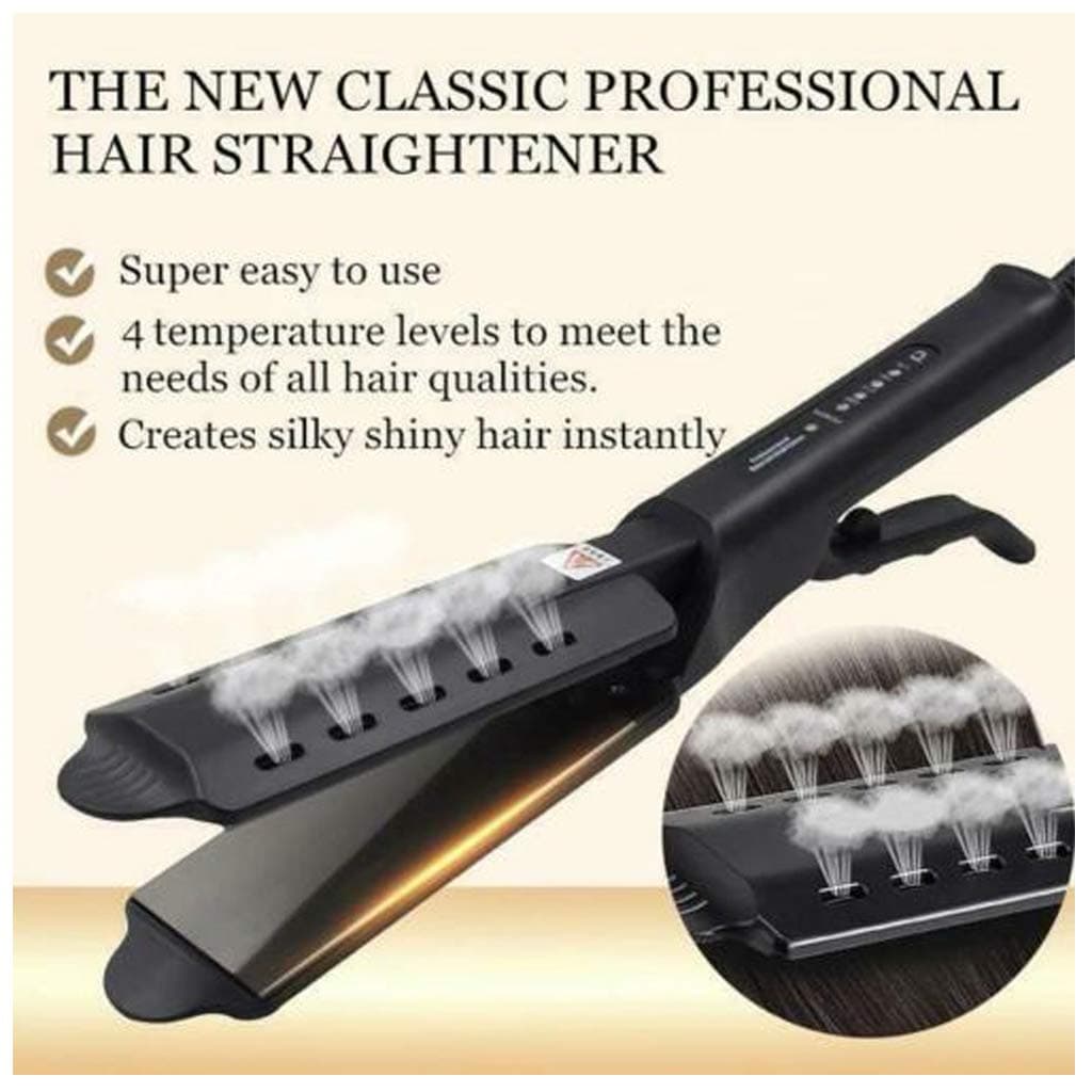 Flurries 👍 60W Hair Straightener - Professional Ceramic Tourmaline Flat Iron with Vapor Out - 4 Level Adjustable Temperature - Built-in Nano PTC - Treatment for Dry Wet Hair Home Salon (Black)
