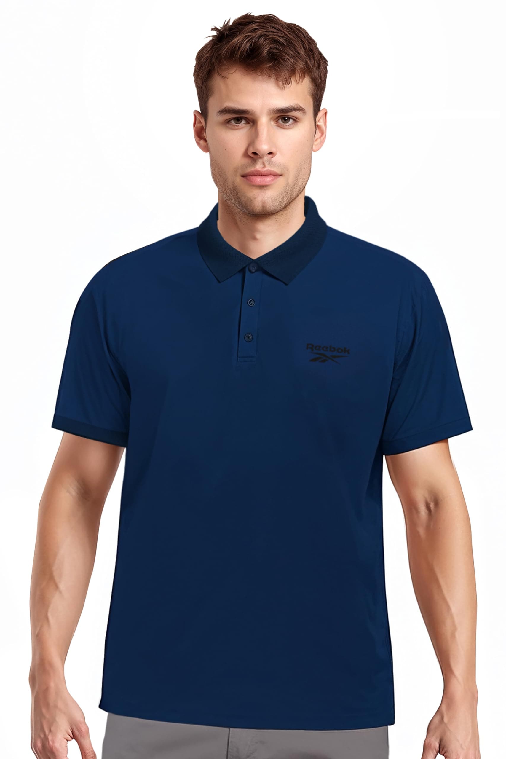 ReebokMen's Polo T Shirt |Casuals | Classic Jacquard Collar Polo | Polo/Collar | Regular FIT | Half Sleeve | 100% Cotton