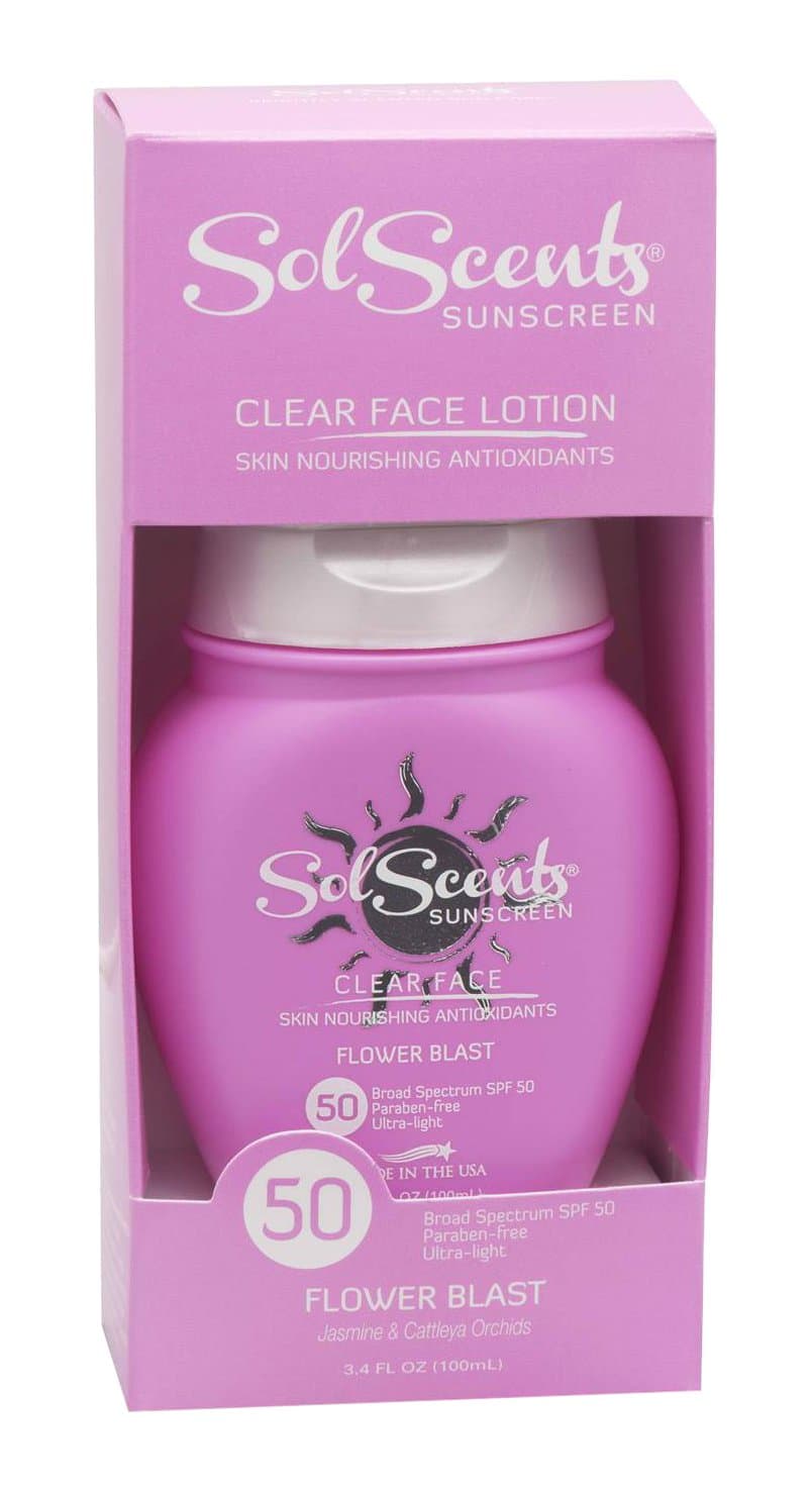 Clear SPF 50 Face Lotion, Flower Blast, 3.4 Fluid Ounce