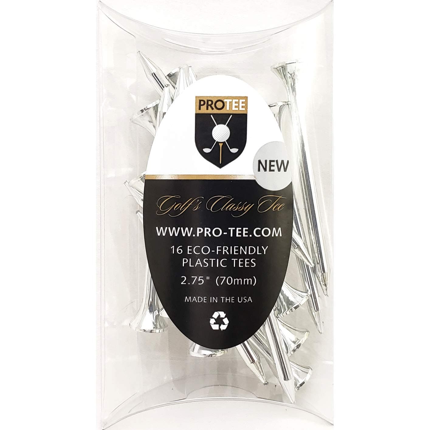 PROTEE Golf Tees (16-Pack), Silver Shiny