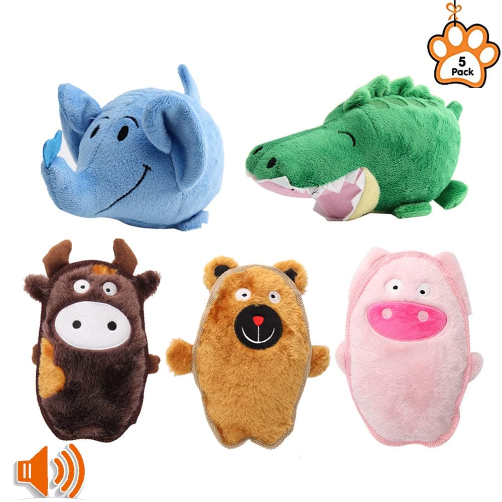 PetBemo Squeaky Dog Toys Puppy Toy Funny Animal Sets Pet Chew Toys Interactive Play for for Puppies and Medium to Large Pets（Pack of 5）