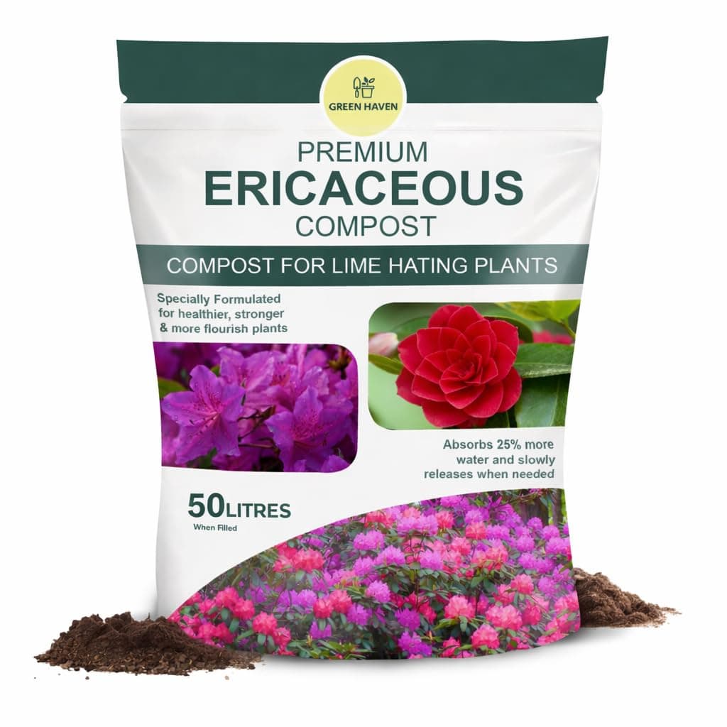 Green Haven Growmoor Premium Ericaceous Compost 60L for Acid Loving Plants - Acidic Plant Compost, Ericaceous Soil for Plants Rhododendrons, Azaleas, Camellias