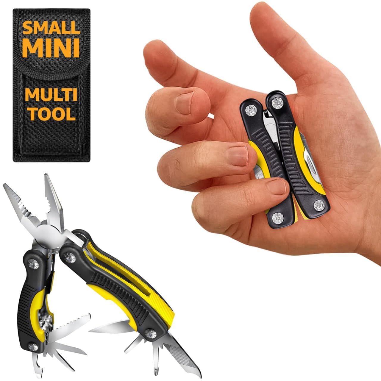 Mini Multitool Knife 12 in 1 Small Pocket Multi Tool with Knife and Pliers - Best Small Multi Purpose All in One Utility for Men & Women - Best Gear Accessory for EDC Work Camping Hiking 2229