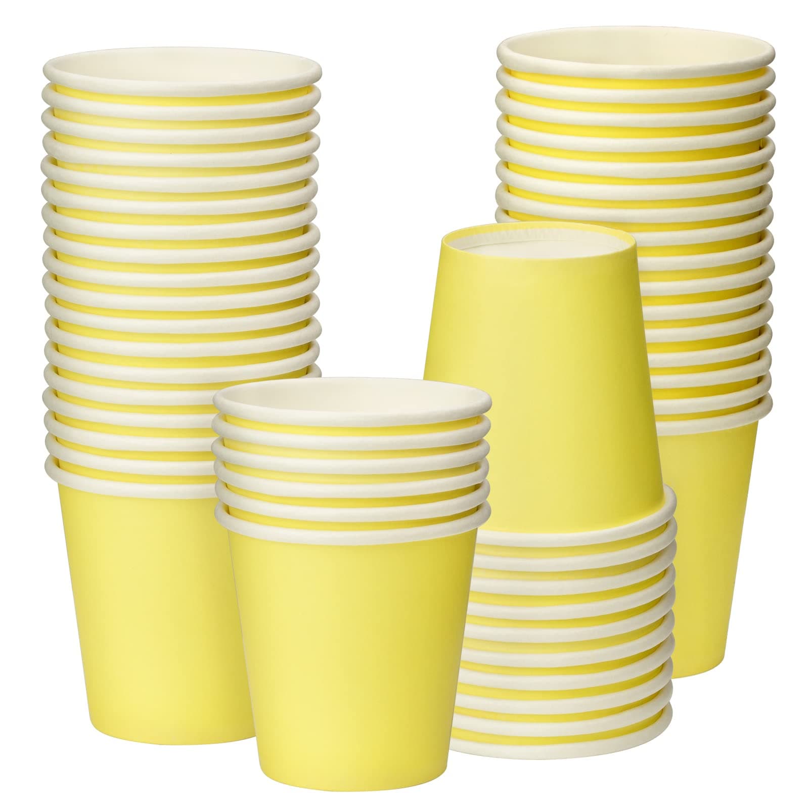 3 oz 50 Pack Small Paper Cups - Disposable Mouthwash Cups for Bathroom, Espresso, Home, Condos, RVs & Campers (Yellow)