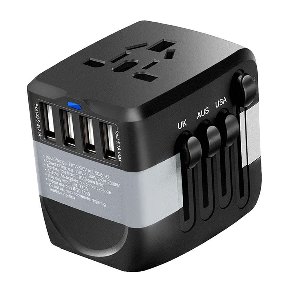 Travel Adapter International Power Adapter w/4 Fast Charging USB 3.0 Ports, Universal Power Adapter All in One Universal Travel Plug Adapter for USA EU UK AUS Over 170 Countries