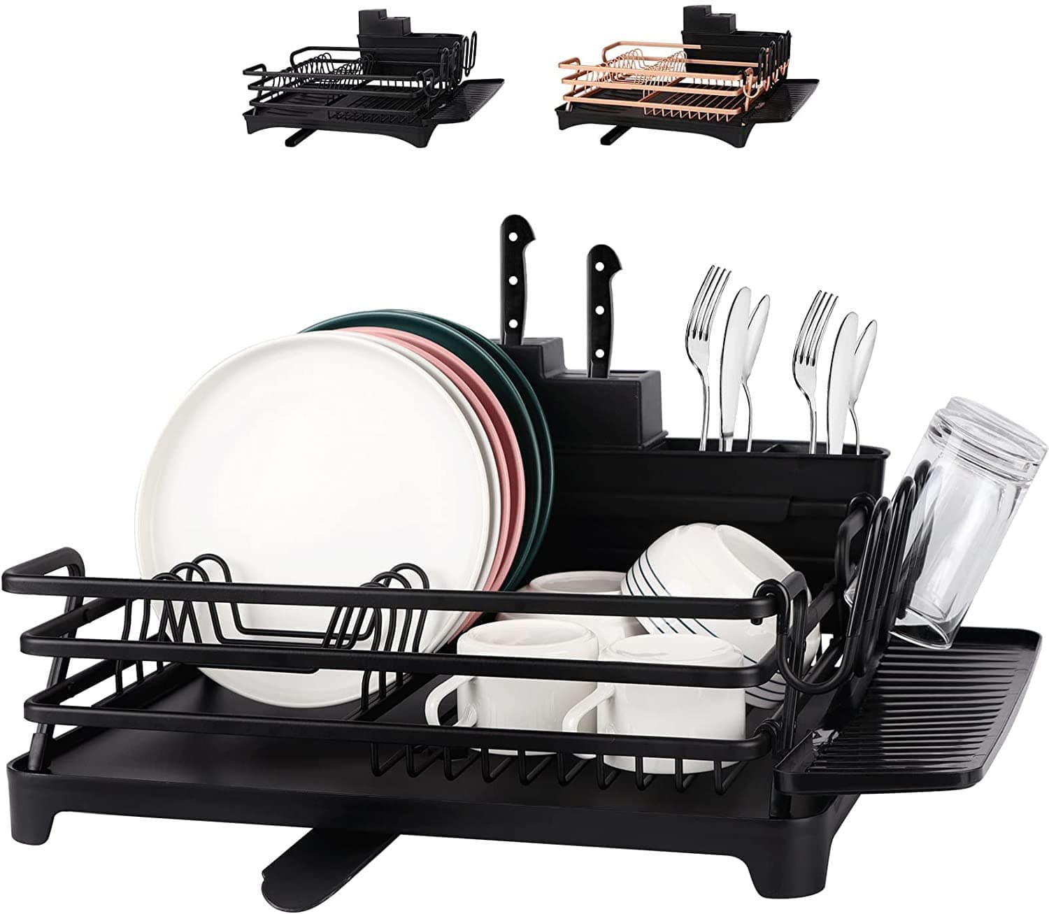 MOSYCLEDish Rack - Drying Stand Dish Rack- Dish Rack Kitchen Organizer -Dish Rack With Tableware Cutting Board Rack, Dish Rack Drainer Board Rack, 1-Layer Dish Racks For Home Kitchen (BLACK)