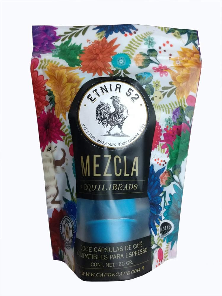 Etnia 52 – Gourmet, 100% Mexican Ground Coffee, 12 Espresso Single-Serve Capsules, Compatible with Nespresso, Kosher Certified (KMD), Made in Mexico, Includes eBook Recipe Link