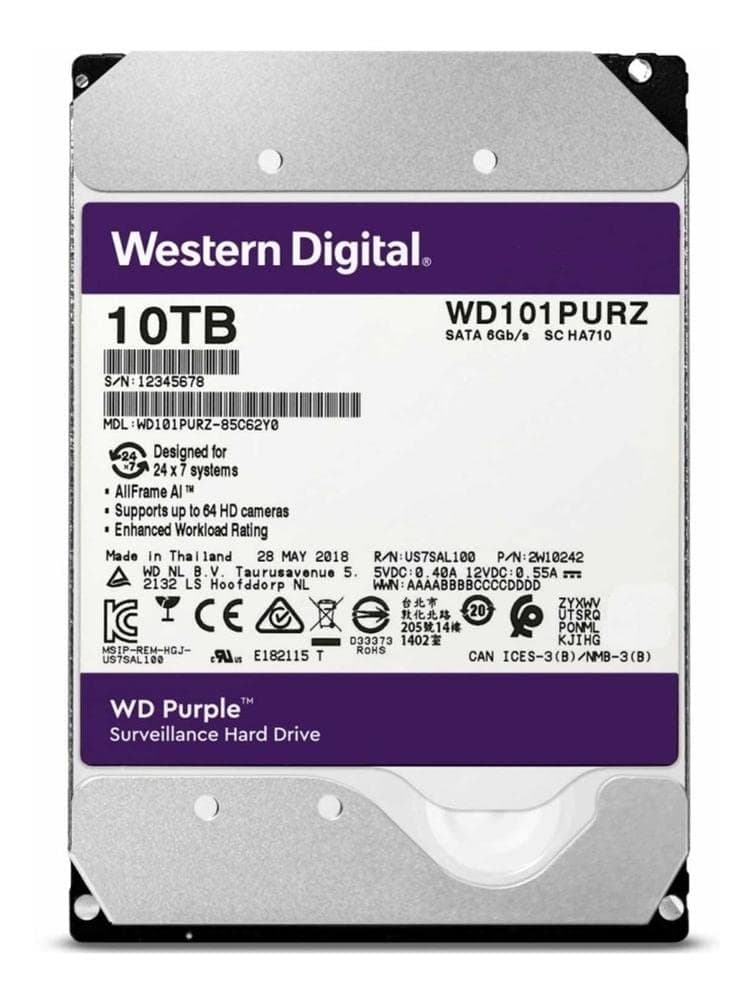 WD 10 TB Surveillance Hard Drive - Purple