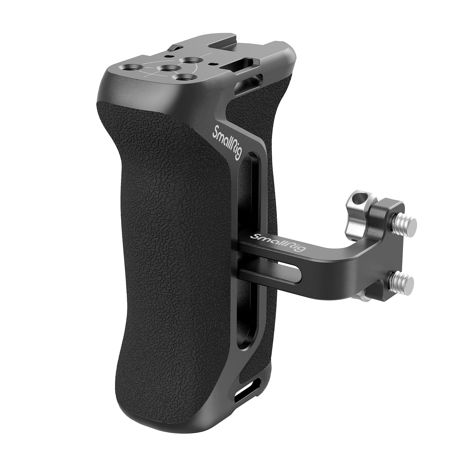 SMALLRIG Universal Aluminum Side Handle Grip for DSLR Camera Cage with Cold Shoe Mount Built-in Wrench, 1/4 Threaded Holes - HSS2425