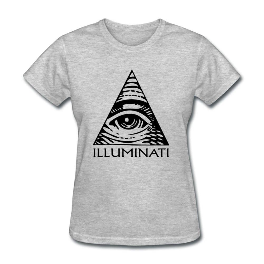 Vogue Designed Color Women Illuminati Logo - Black Casual T-shirt Size