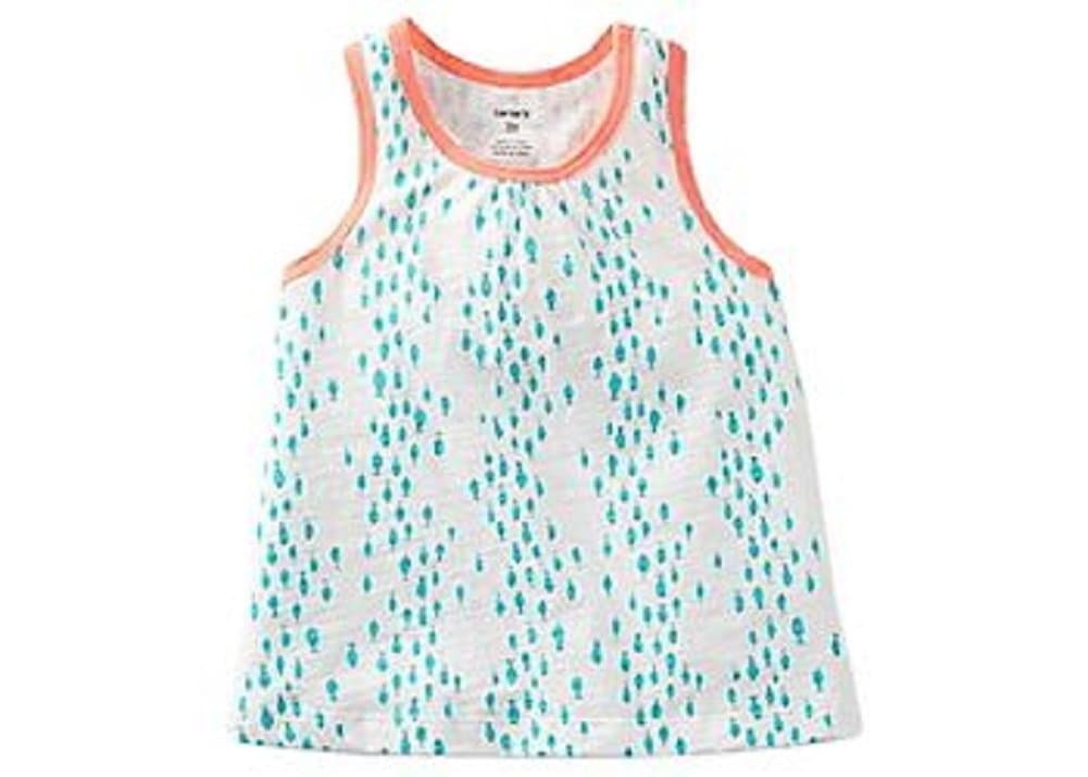 Carter's Little Girls Cotton Print Tank Top (2T, Green Coral)