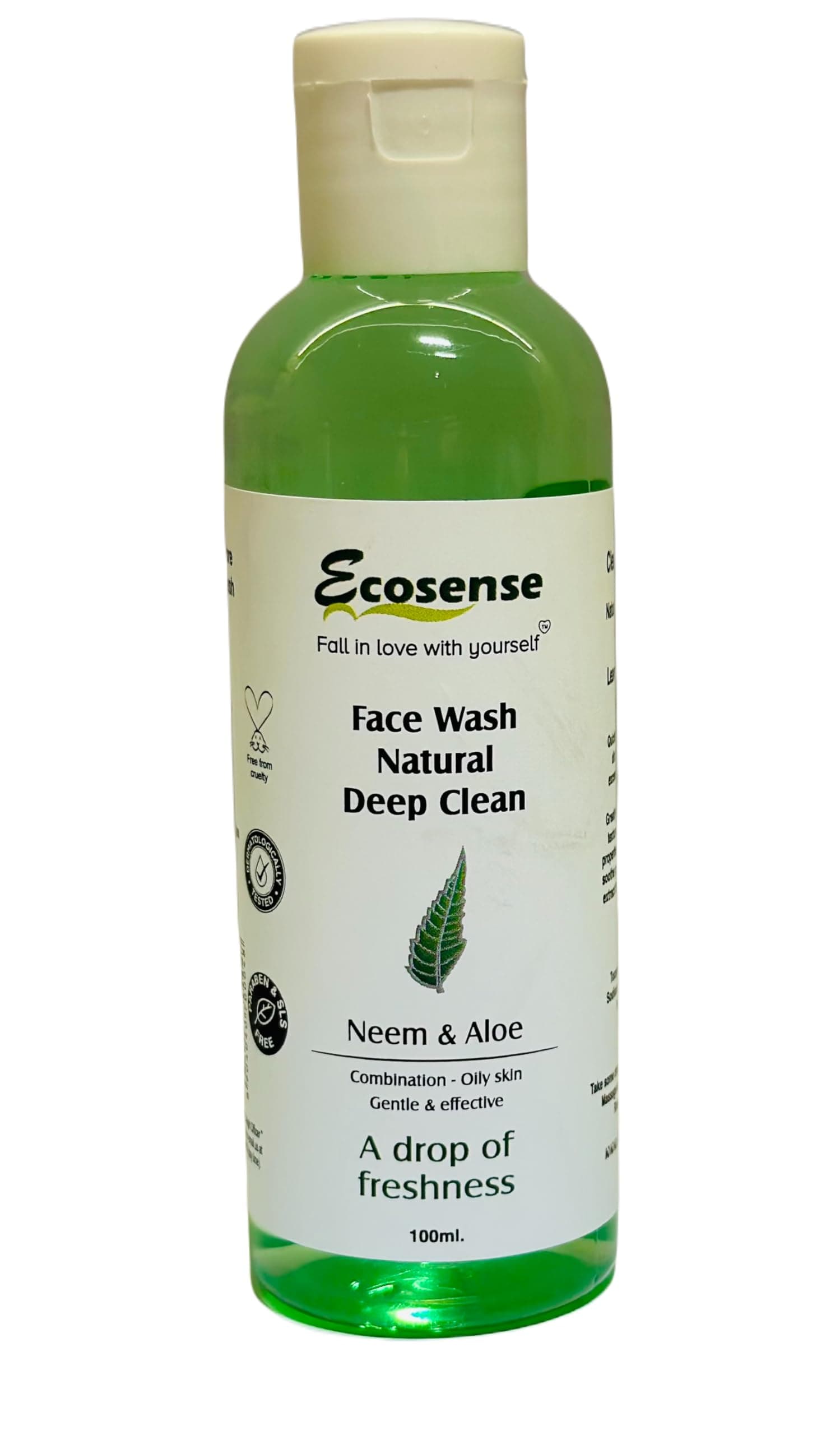 ECOSENSE Natural Deep Cleaning Face Wash with Neem, Tea tree & Aloe | Cleansing, Toning & Hydration in One | Say Goodbye to Acne and Pimples | Facewash 100ml