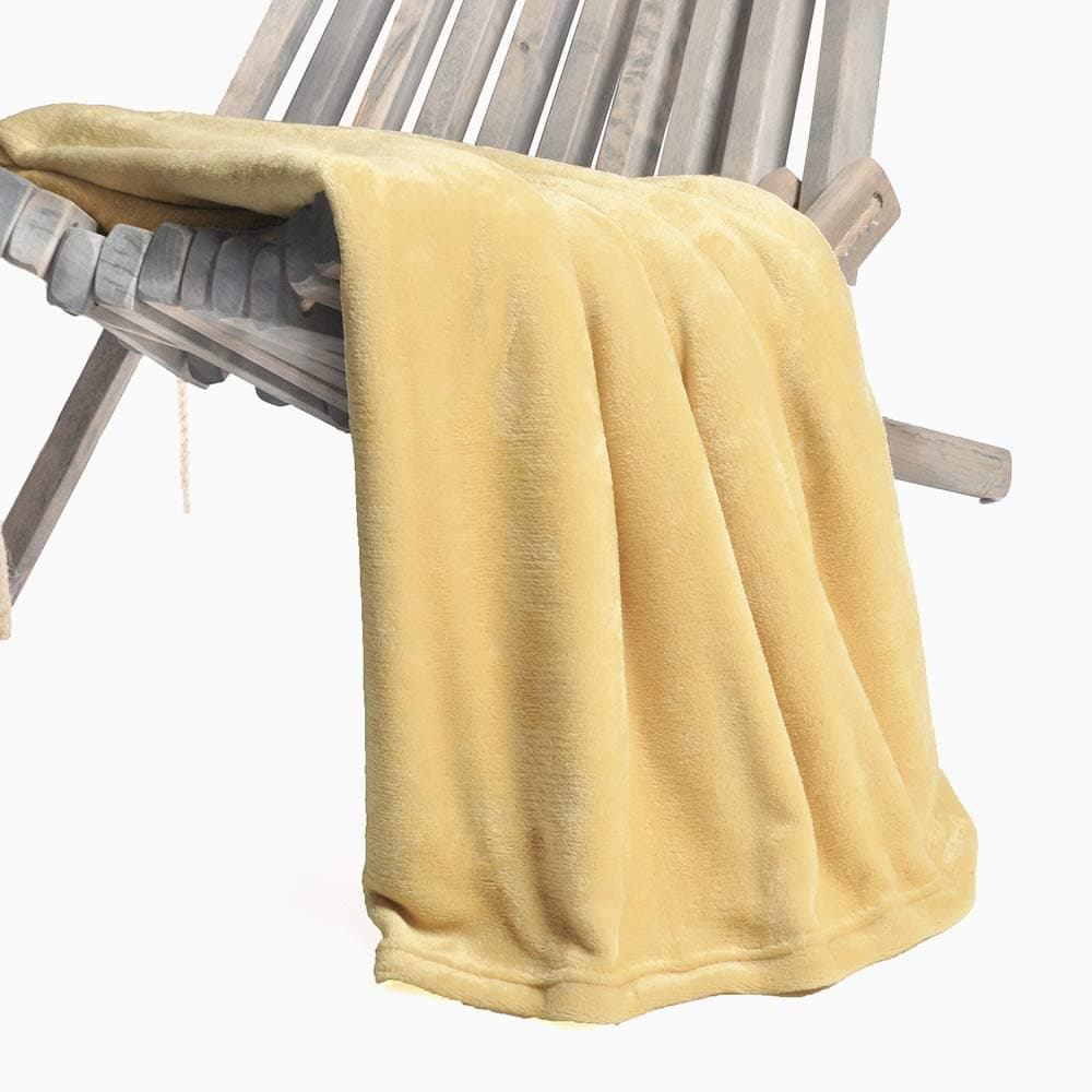 Cuda Home Super Soft Flannel Fleece Throw/Blanket 150 x 200 cms (Lt. Ochre)