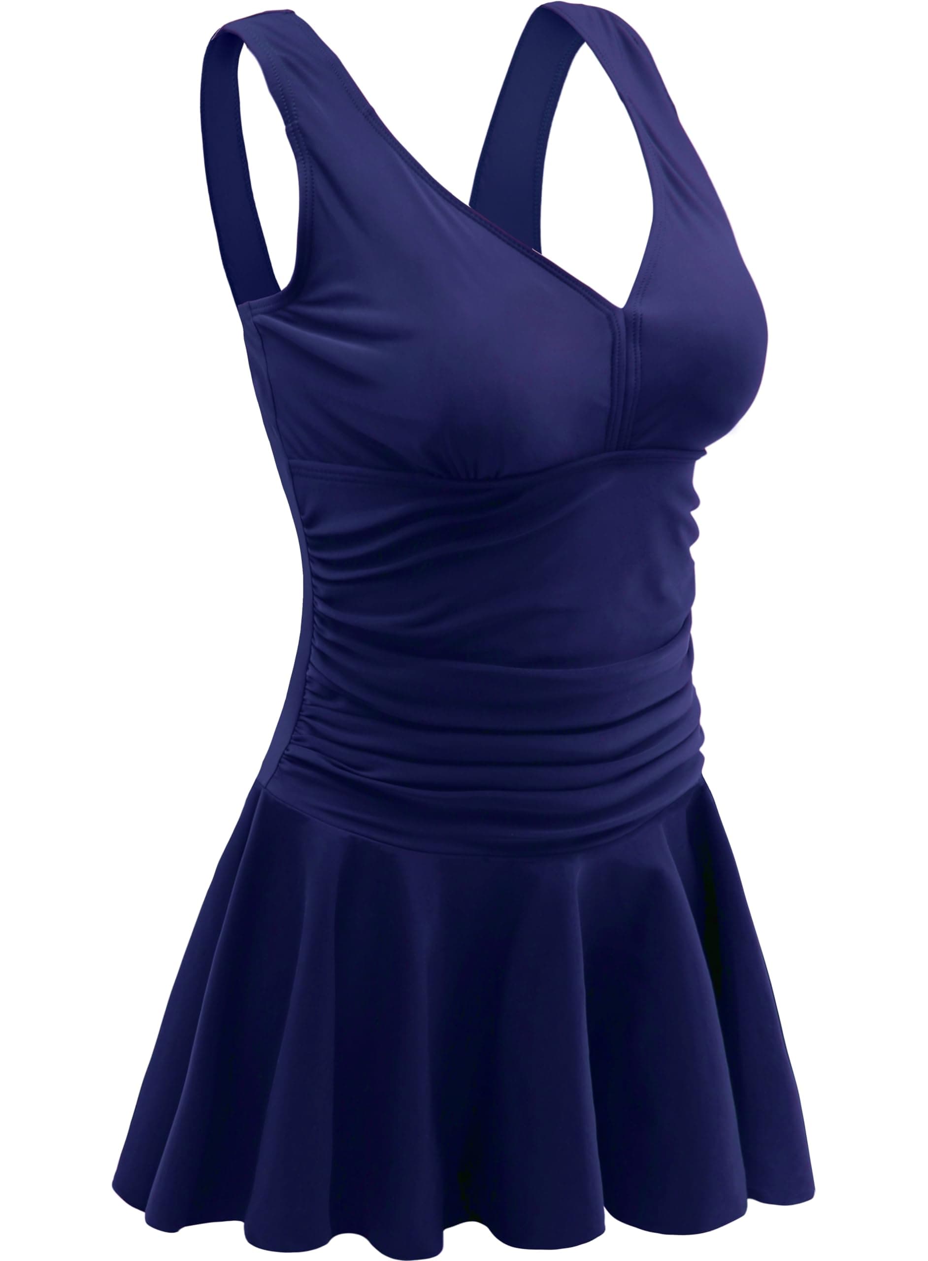 Plus Size Hawaiian Print Swimdress for Women Long Torso One Piece Swimsuits with Tummy Control Boy Shorts