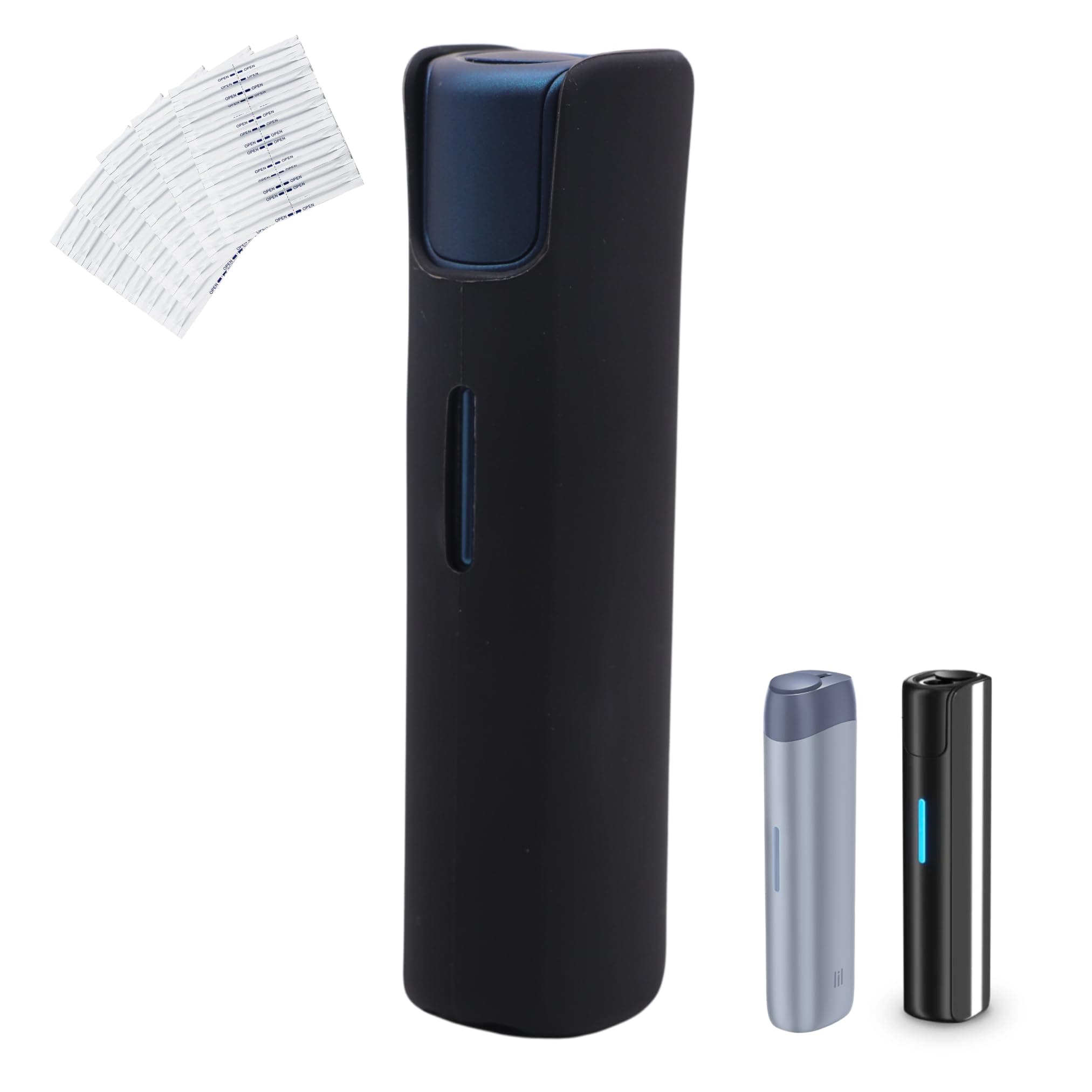 Cover Compatible with IQOS Lil Solid 2.0 LIL Solid EZ Silicone with 10 Cleaning Sticks, Quality Electronic Cigarette Case Holder, Accessories for Electronic Cigarettes (Black)