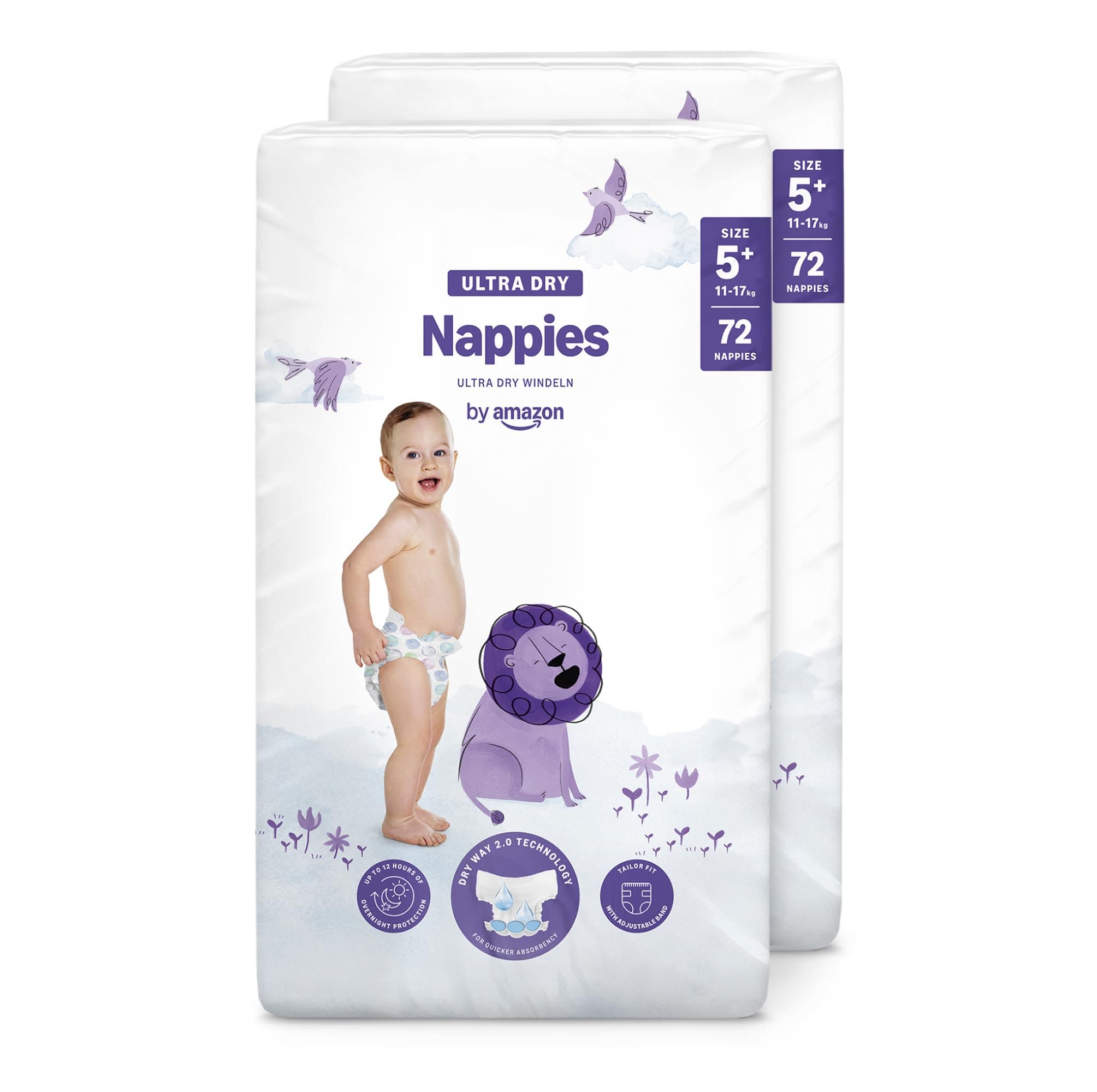 Ultra Dry Nappies - Size 5+ (11-17 kg) - With channels- 144 nappies (2 packs x 72) (Previously a Mama Bear brand, same product)