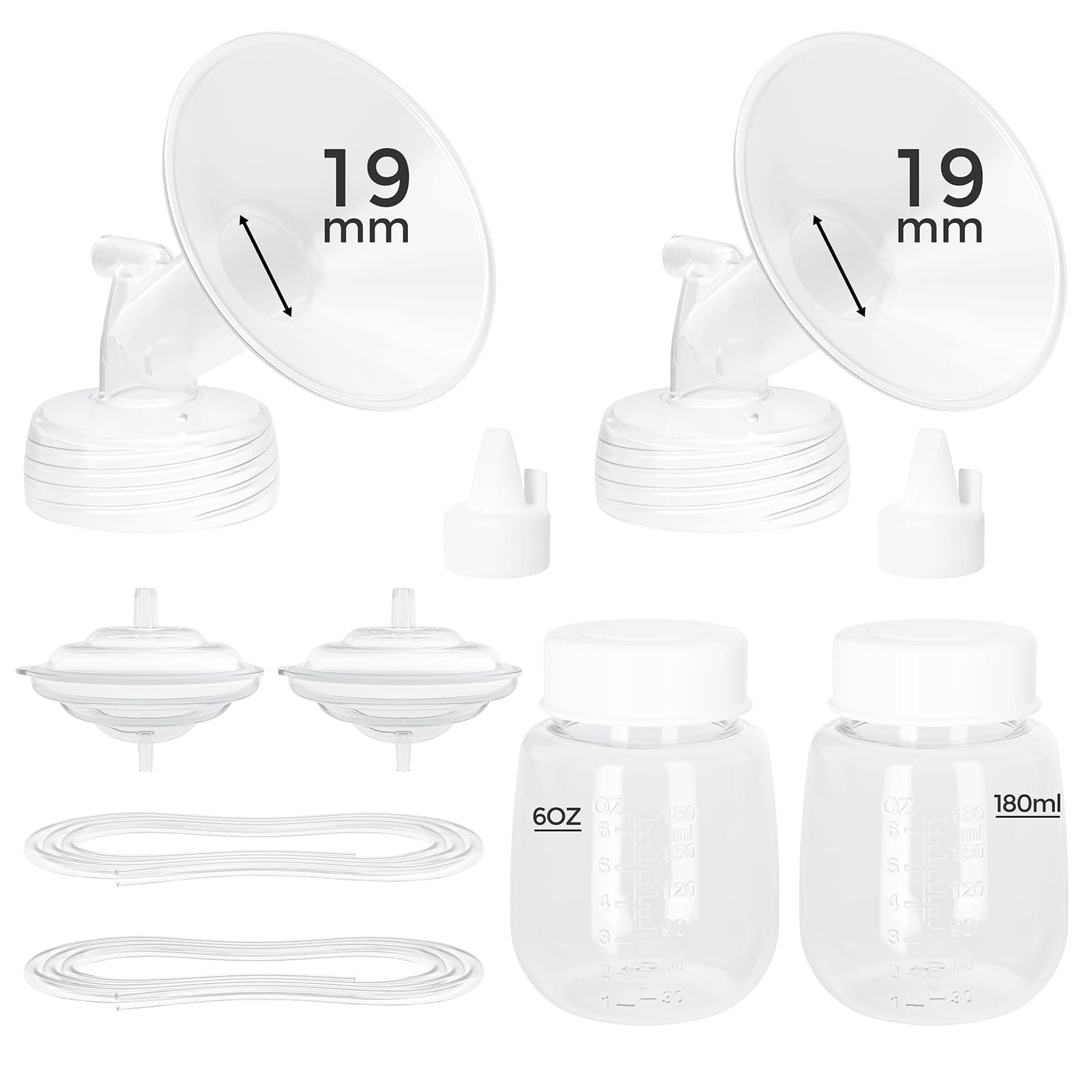 Paruu Pump Parts Compatible with Spectra S1/S2/9 Plus, Not Original Accessories, Full Set Replacements Include 19mm Flanges, Valves, Backflow Protectors (Duckbills Included), Tubings and Bottles