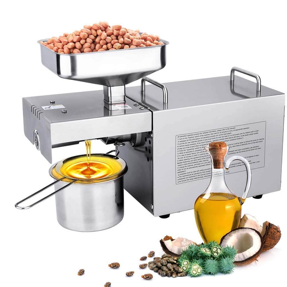 Rbaysale Oil Press Machine Cold Hot Nuts Oil Expeller Commercial Home Automatic Food-Grade Stainless Steel Extractor for Peanut Seeds [Energy Class A+] [Energy Class A+]