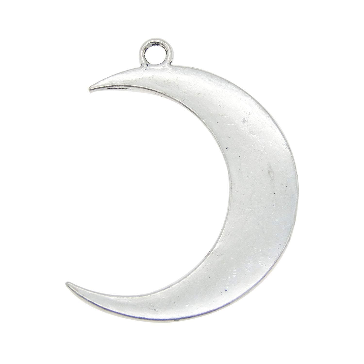 JulieWang 16pcs Antiqued Silver Moon Crescent Pendant Charm for Jewelry Making 44x31mm