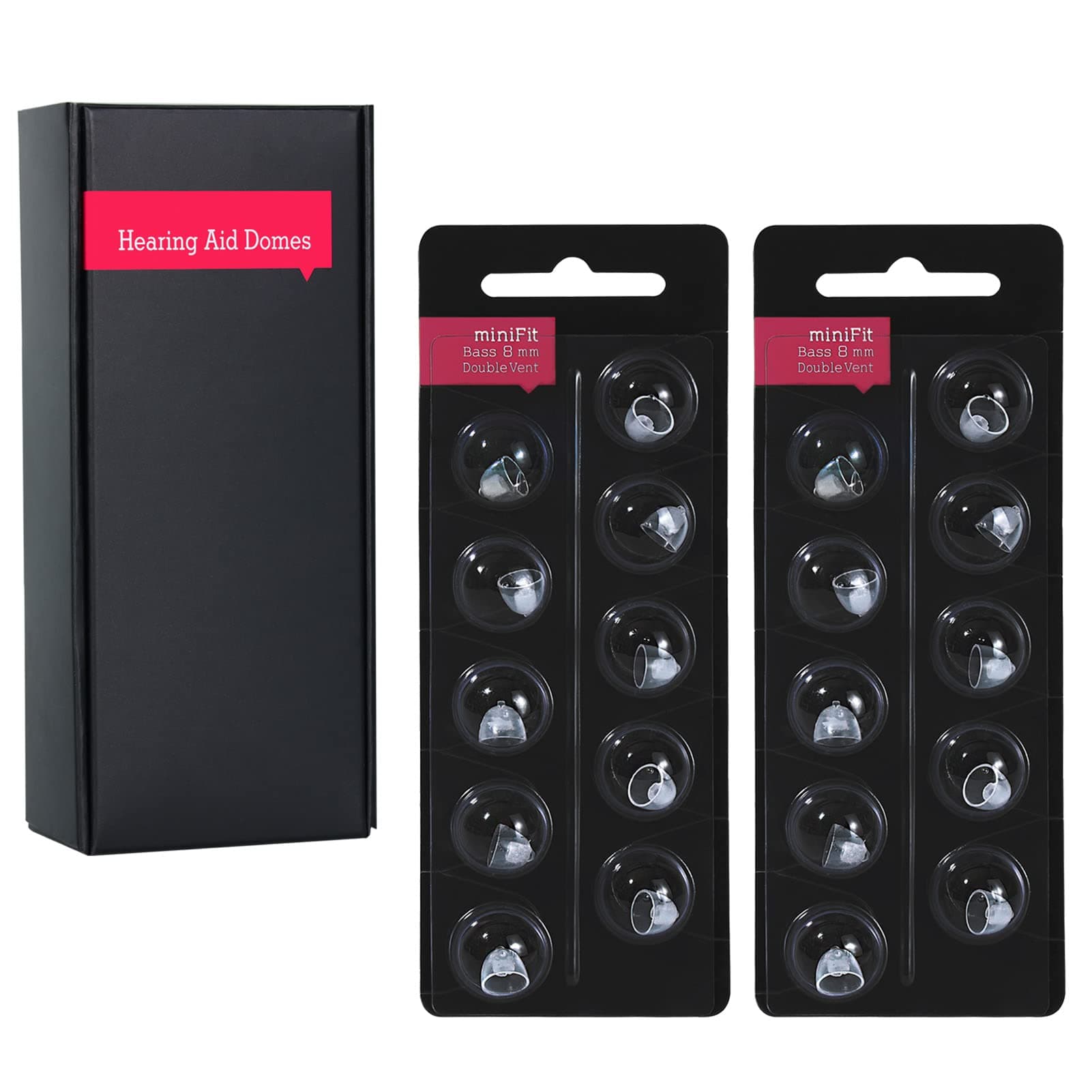 Hearing Aid Domes for Oticon Replacements,Oticon Minifit Double Vent Bass Domes (8 mm/2 Pack）,Universal Domes for Oticon Hearing Aid Supplies (8MM Double Vent) …