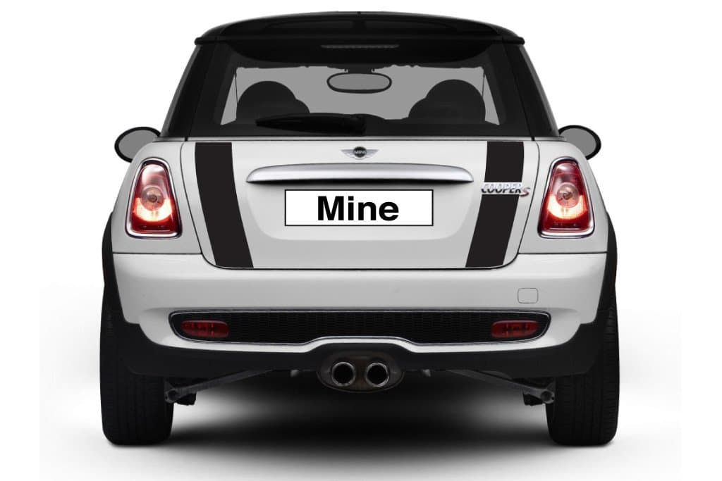 gs00250 Black with White Border Boot Trunk Lid Stripes for MINI Cooper and S R56 (2007-2013)