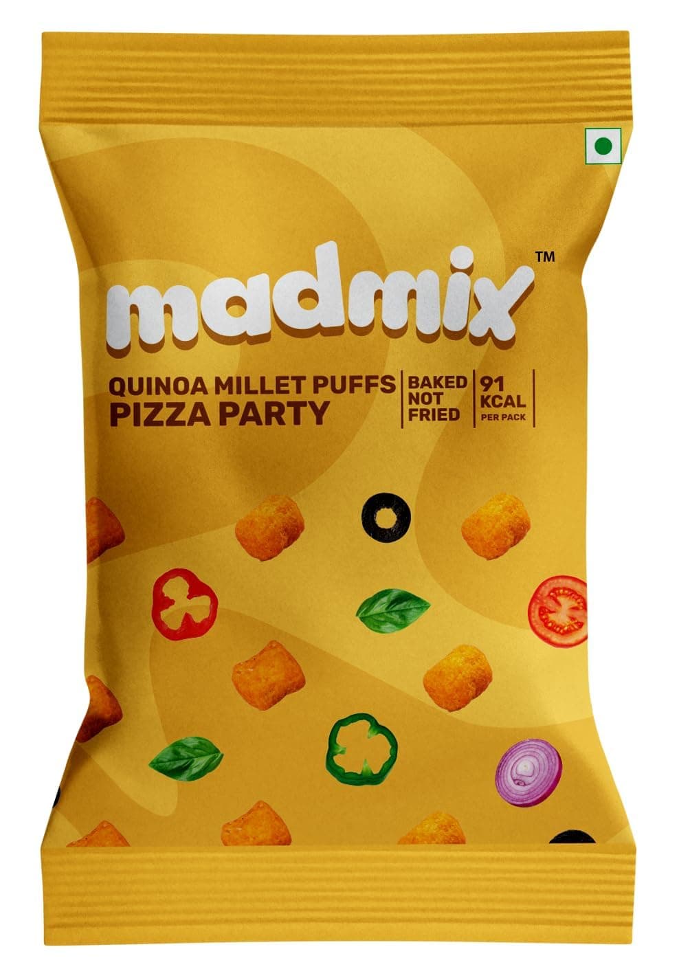 MadmixQuinoa Millet Puffs-Pizza Party Gluten-Free | Italian-Inspired Vegan Snack | Baked, Not Fried 25g