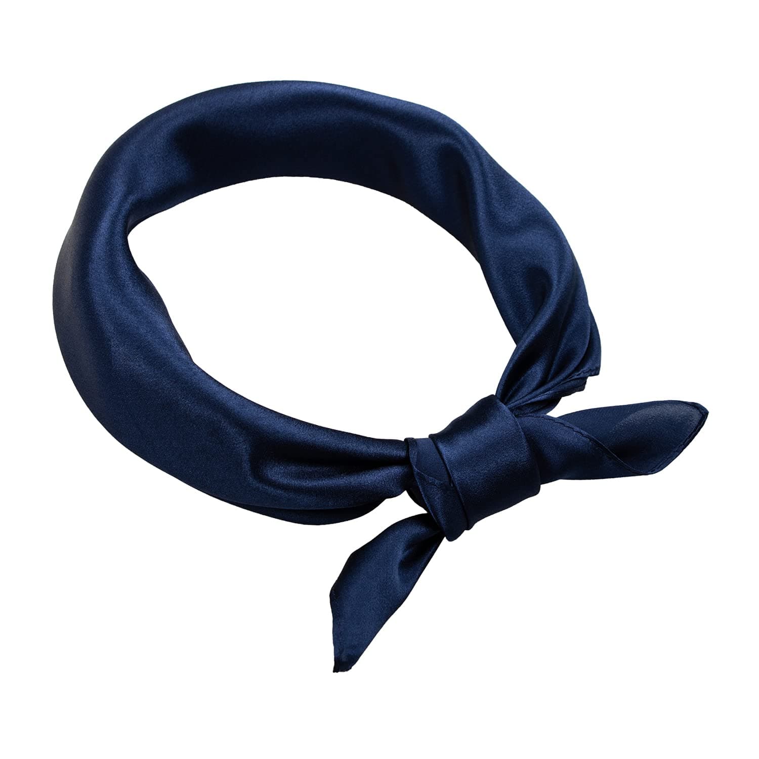 RIIQIICHY100% Pure Mulberry Silk Scarf for Women 21"Square Satin Head Hair Neck Scarves Luxury Small Lightweight Navy NeckerchiefGlobal Recycled StandardGlobal Recycled StandardGlobal Recycled Standard
