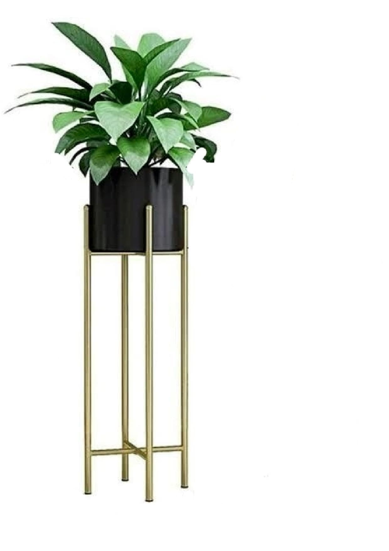 METALIZUM Modern Iron Metal Plant Stand Indoor Outdoo with Stand/Pot Stand with Planters,1 Piece, 8x28 inch (Black)