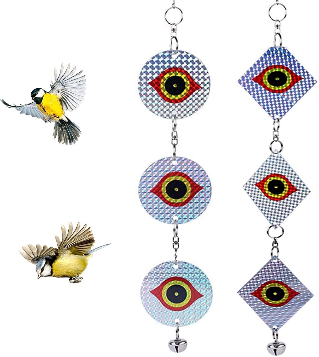 Bird Scarers Bird Repellent for Garden, Bird Repellent Pigeon Deterrent for tree, Hawk eye Bird Deterrent Hanging Reflective Pigeon Scarer for Balcony Scare Birds Away From Deterrent Repellent Disks