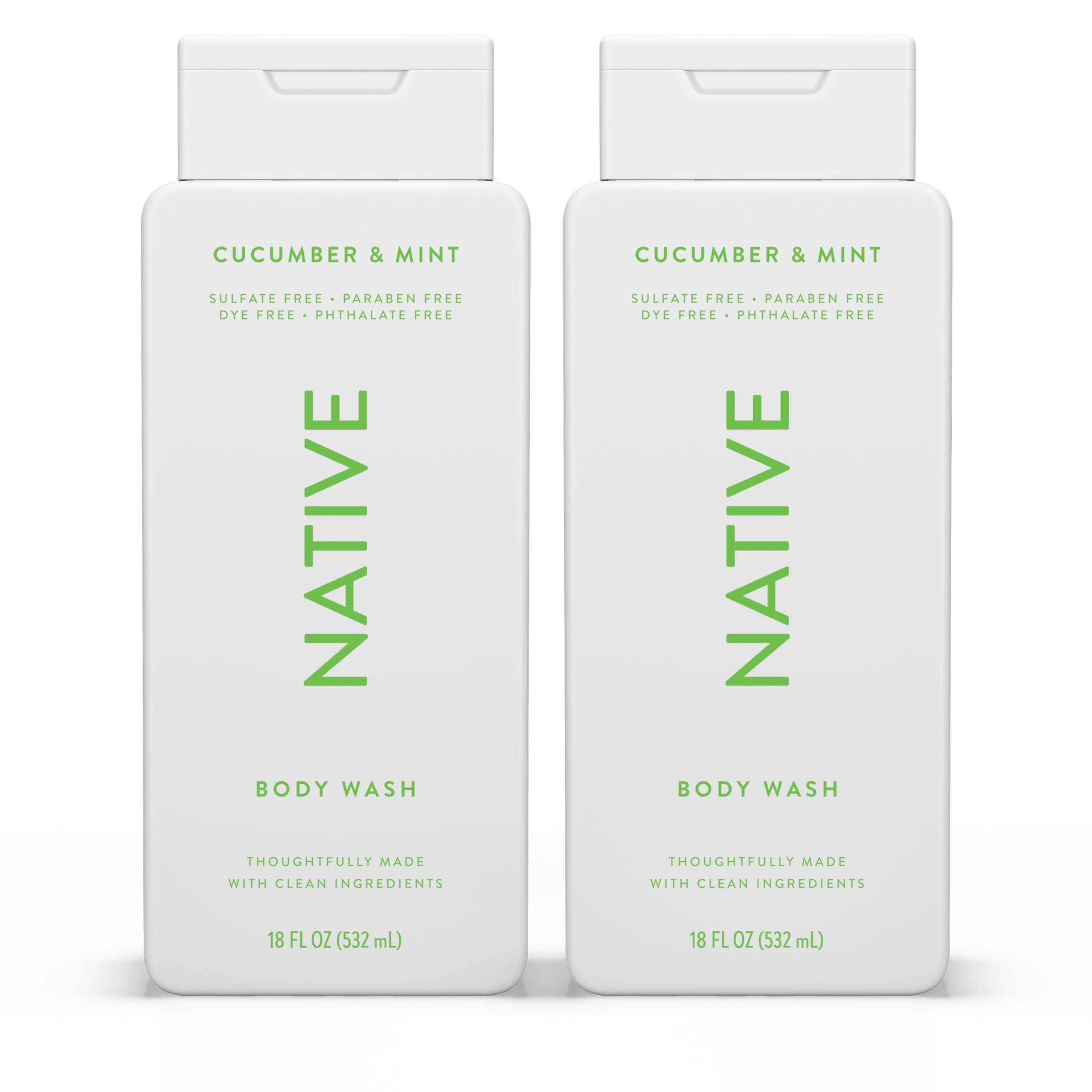 Body Wash Contains Naturally Derived Ingredients | For Women & Men, Sulfate, Paraben, & Dye Free Leaving Skin Soft and Hydrated | Cucumber & Mint 18 oz