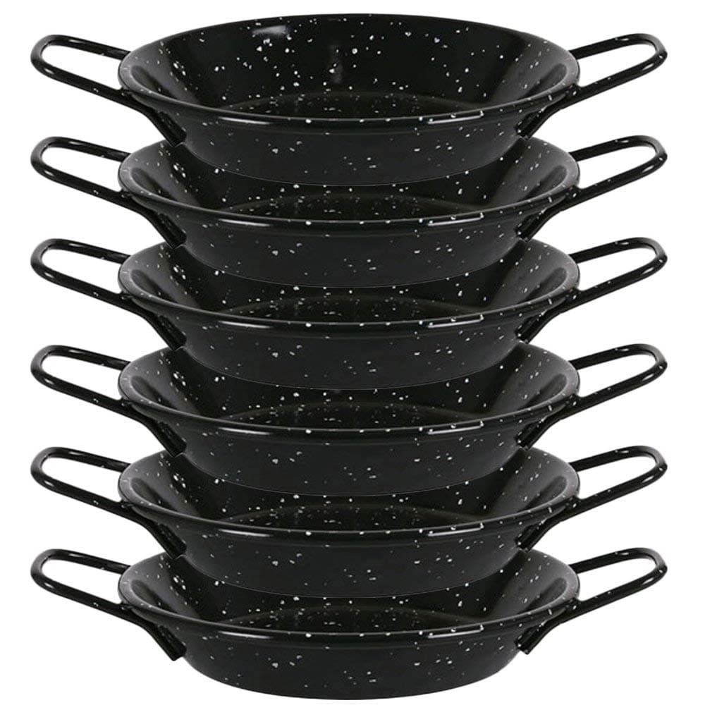 Menax - Mini Paella Pan - Vitrified Steel - Set of 6 - Diameter 16 centimeters - 1 Serving