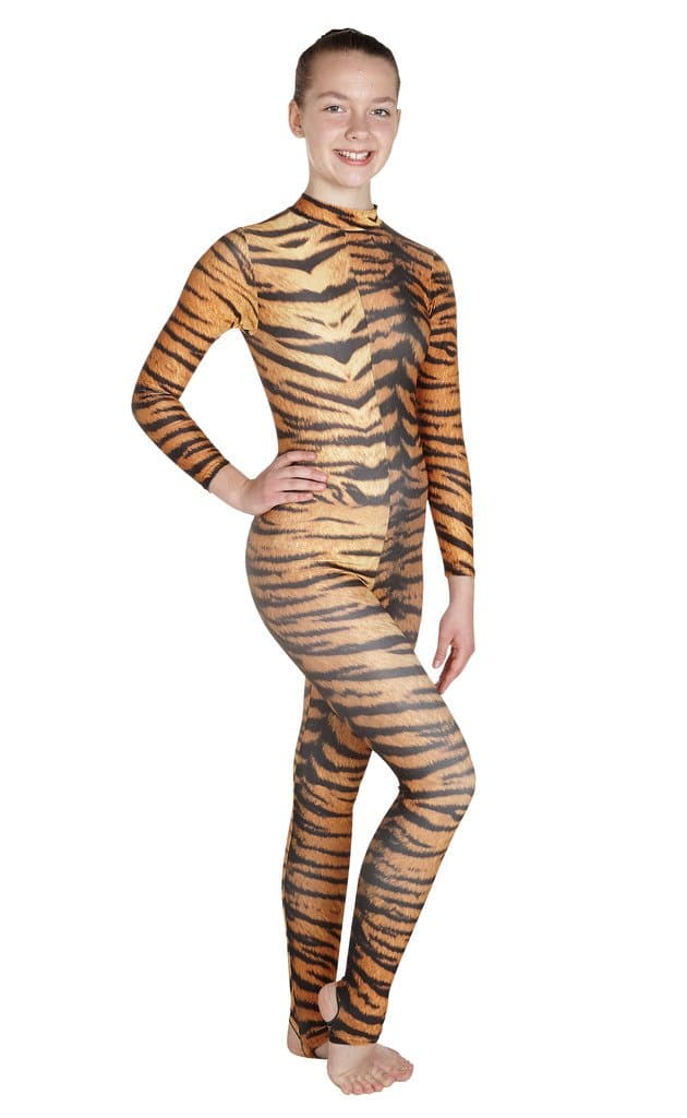 Wholesale Dance - Animal Siberian Tiger Print Lycra Catsuit, Unitard, Bodysuit, Dance, Fancy Dress (#ELSA)