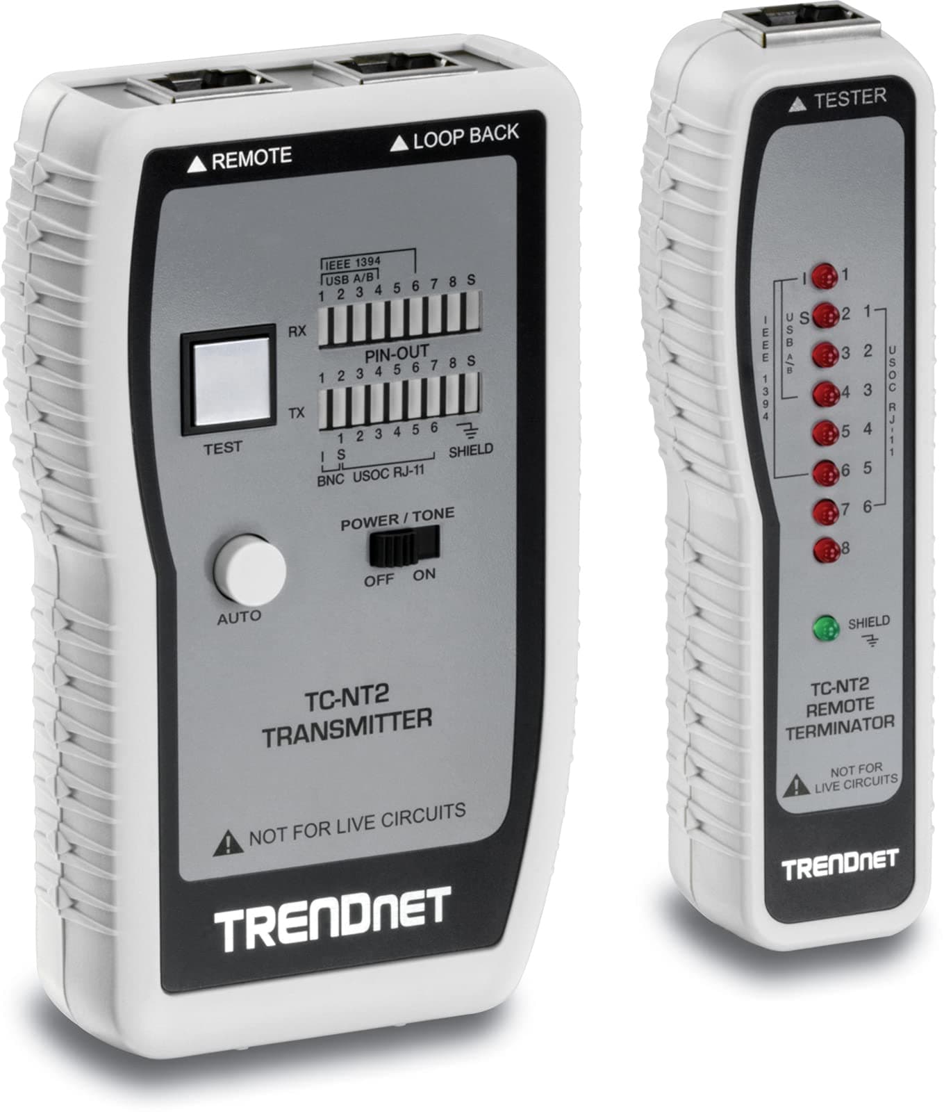 Network Cable Tester, Tests Ethernet/USB & BNC Cables, Accurately Test Pin Configurations up to 300M (984 ft), TC-NT2, Blue, White
