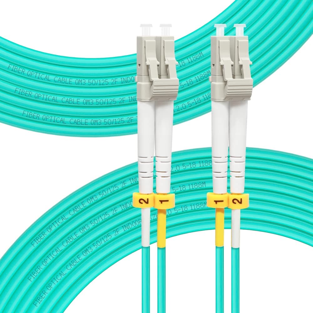 FLYPROFiber- Fiber Patch Cable, OM3 30Meter/98ft LC to LC Fiber Optic Cable Cord LSZH 10GB/40GB Multimode Duplex 50/125um, Length Options: 0.2m-200m