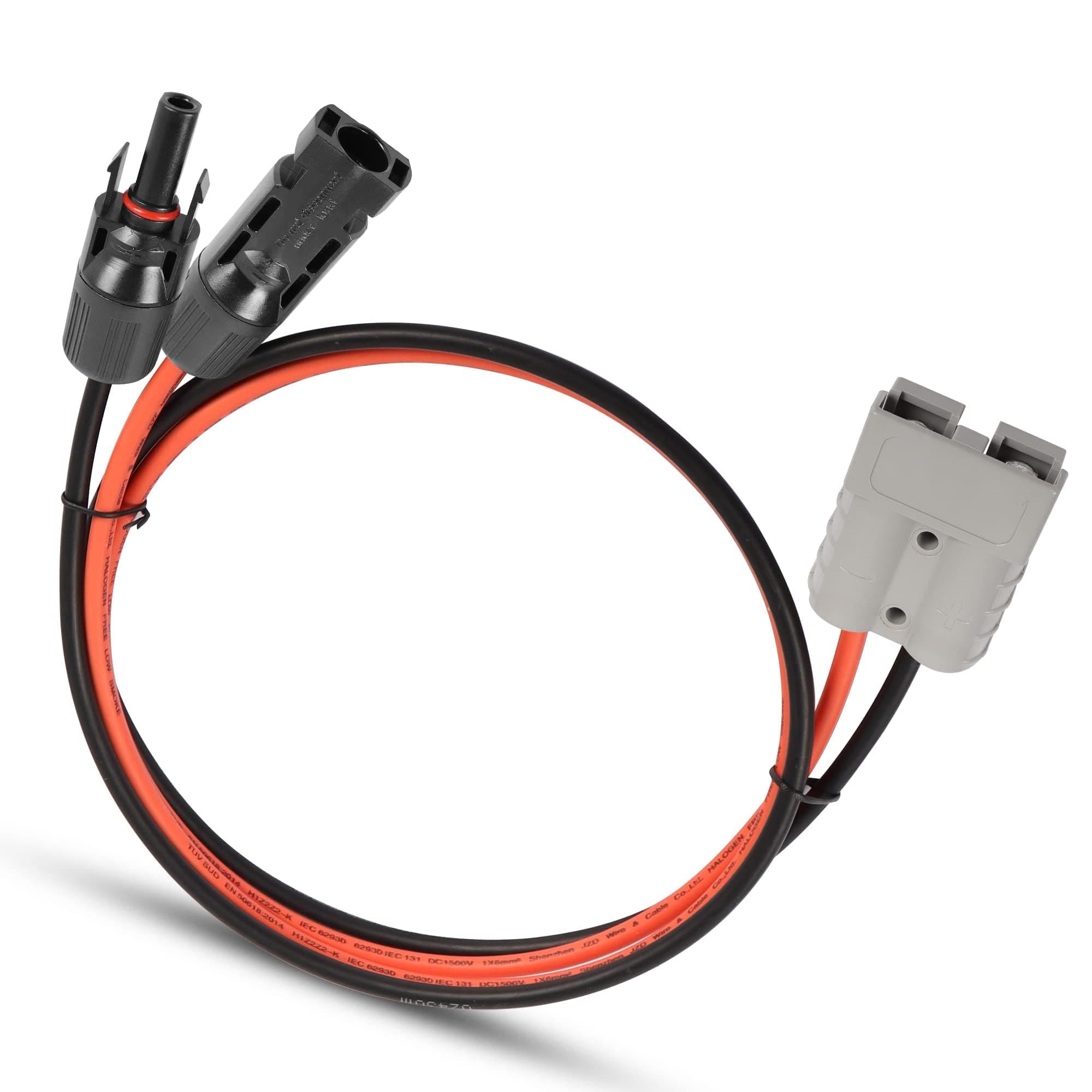 Solar Cable 6mm² to 50A Adapter, TUV Certified Photovoltaic Cable with 50A Connector for Solar Panel, Portable Solar Generator Power Station