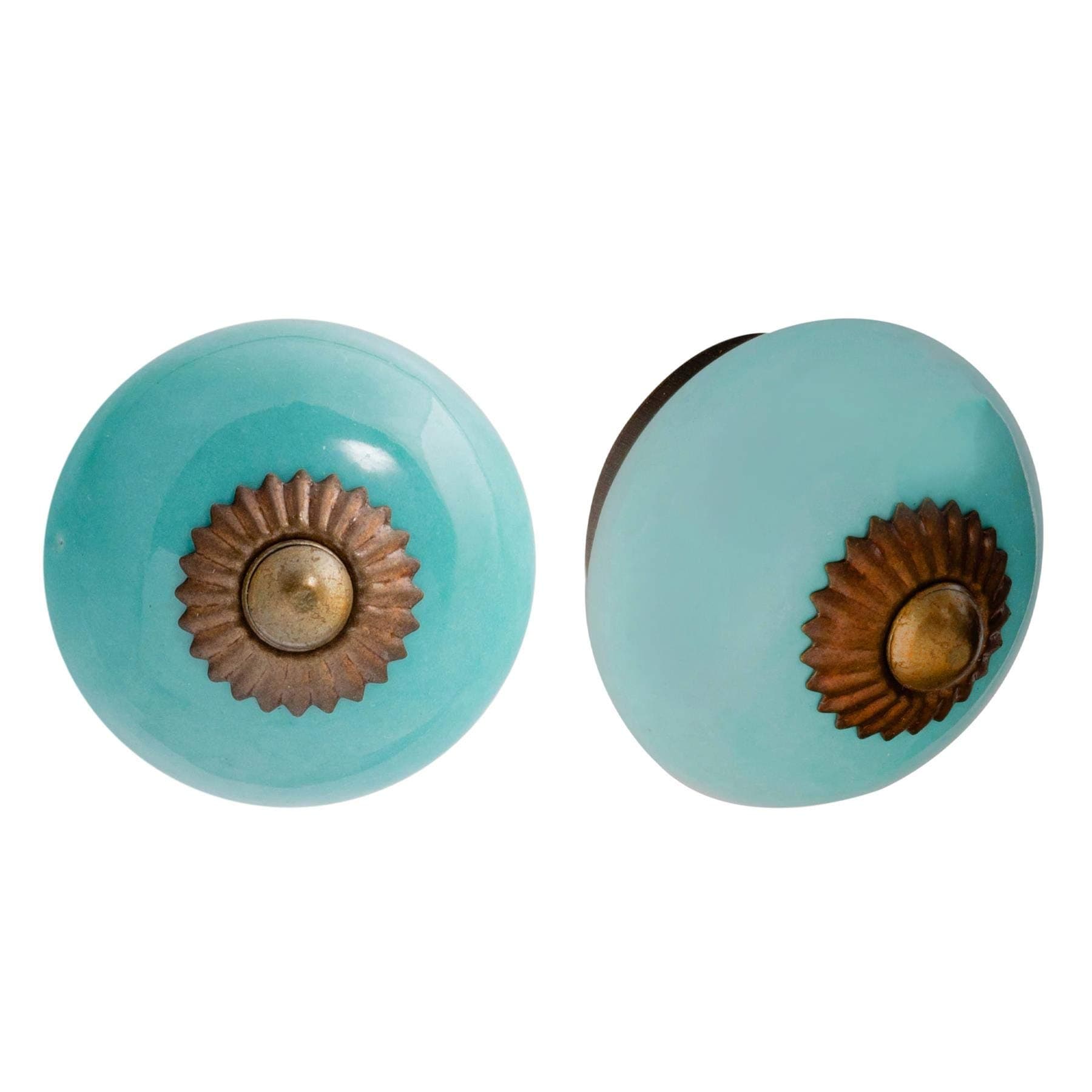 Nicola Spring Ceramic Cupboard Drawer Handle Knobs - Turquoise - Pack of 12