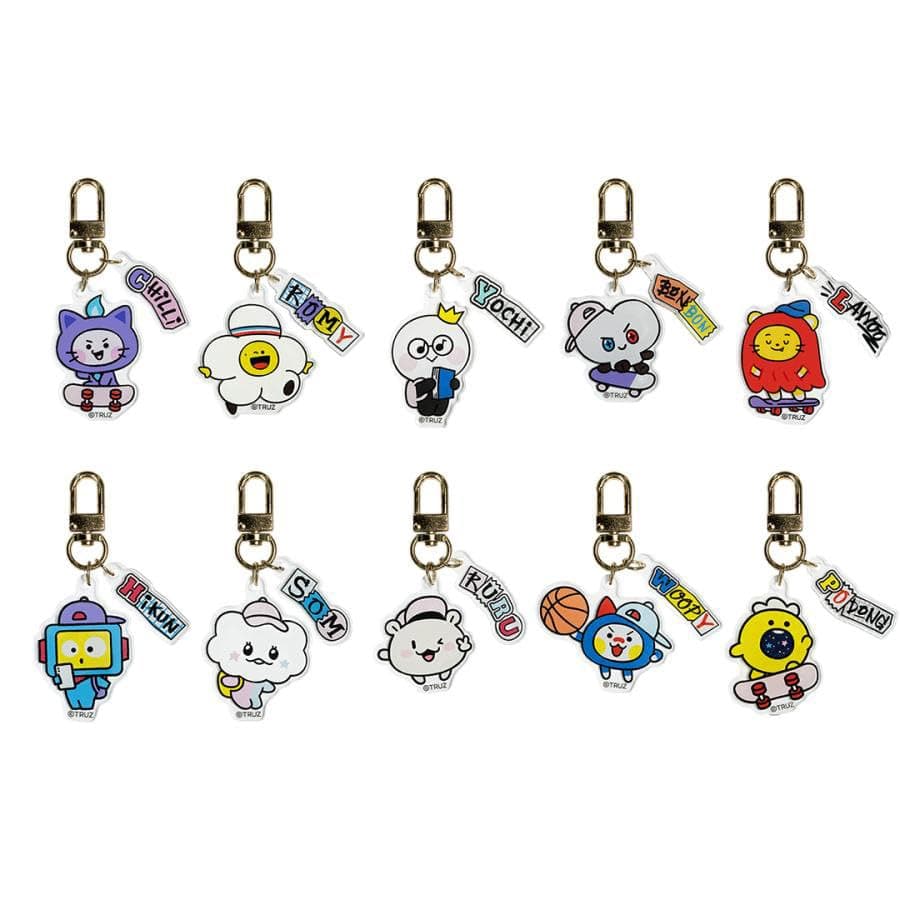 AlgasanKPOP TREASURE Cartoon Keychain TRUZ Acrylic Keyring Pendant Bag Accessories CHILLI ROMY HIKON SOM WOOPY Fans Gift