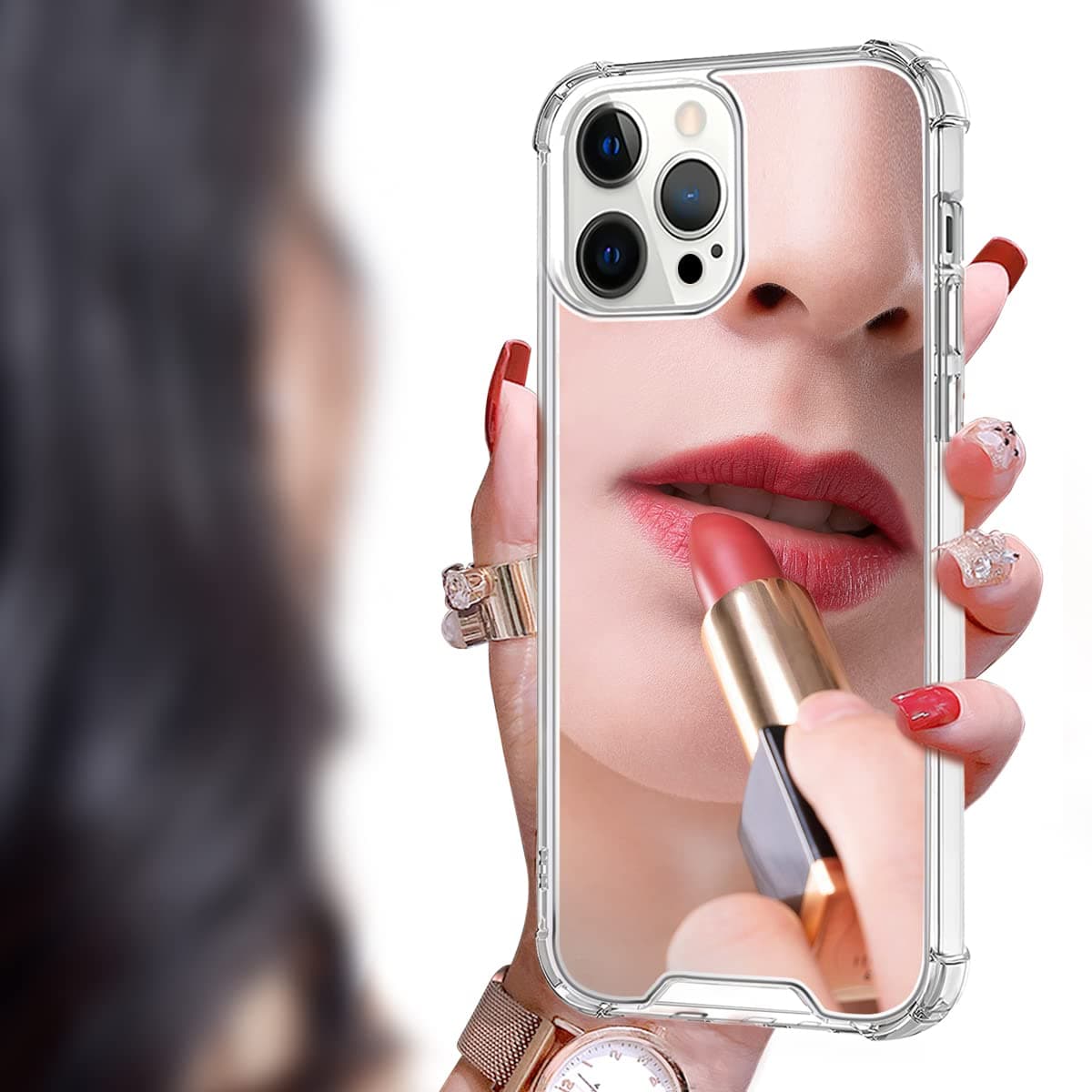Cavdycidy for iPhone 14 pro max Mirror Case for Women,Acrylic Mirror Phone Case That Can Be Used for Outdoor Makeup for Girl Who Love Beauty(Prevents Drops)