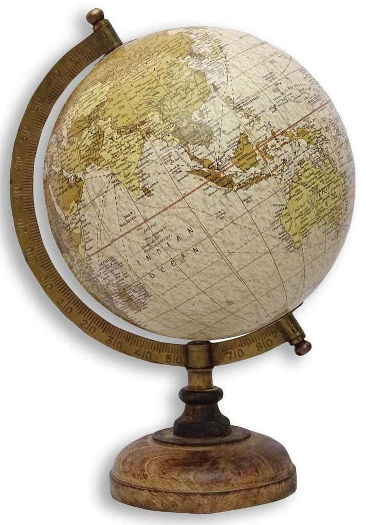 8" Earth Texture New Educational, Antique Globe with Brass Antique Arc and Wooden Base, World Globe, Home Decor, Office Decor, Gift Item by Globes Hub