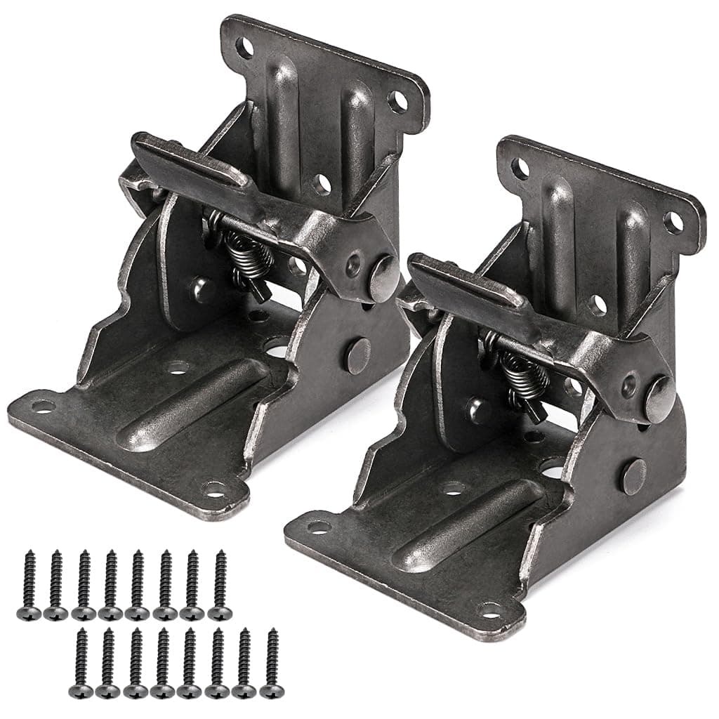 Skelang 2-Pack Folding Brackets, Lock Extension Hinge, Foldable Leg Brackets Hardware for Table, Workbench, Platform
