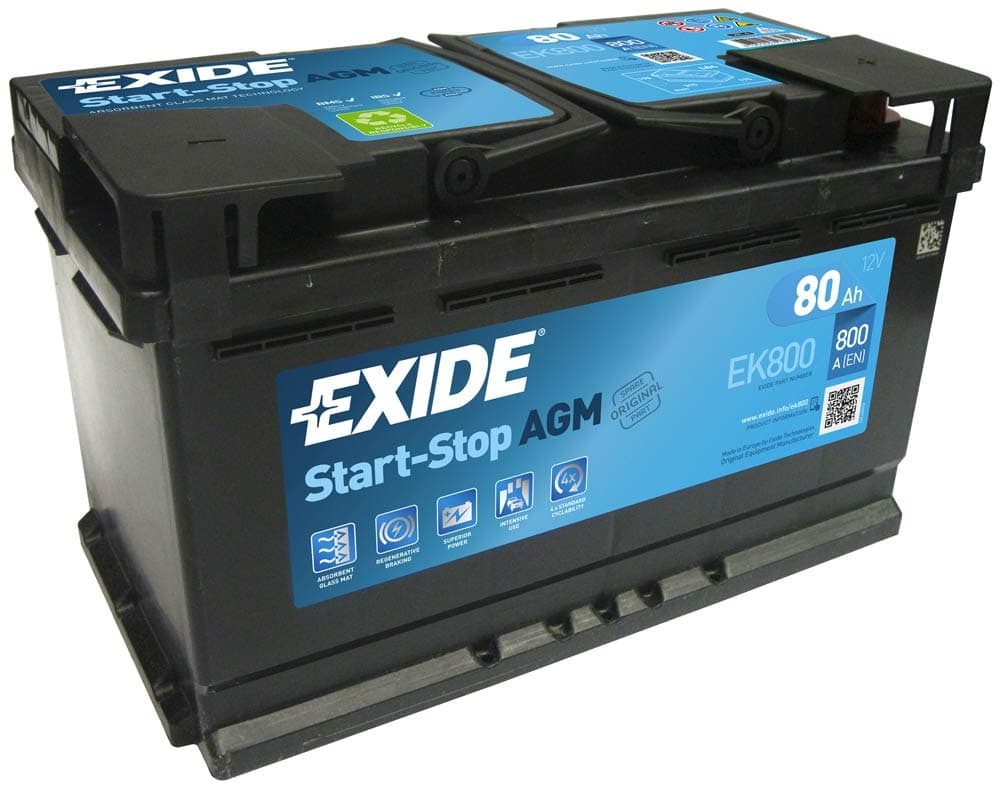 EK800 Stop Start 12V 80Ah 800A TYPE 115 AGM VRLA Car Battery - No Spill - 3 Years Warranty (Please check size before buying)