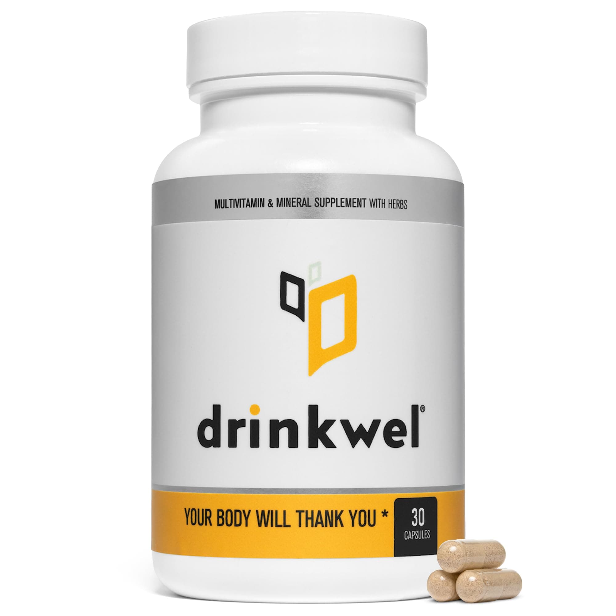drinkwel Better Mornings - Premium Multivitamin Supplement - Liver Cleanse, Immune Support- Milk Thistle, Vitamin C, Zinc, Magnesium - 30 Count