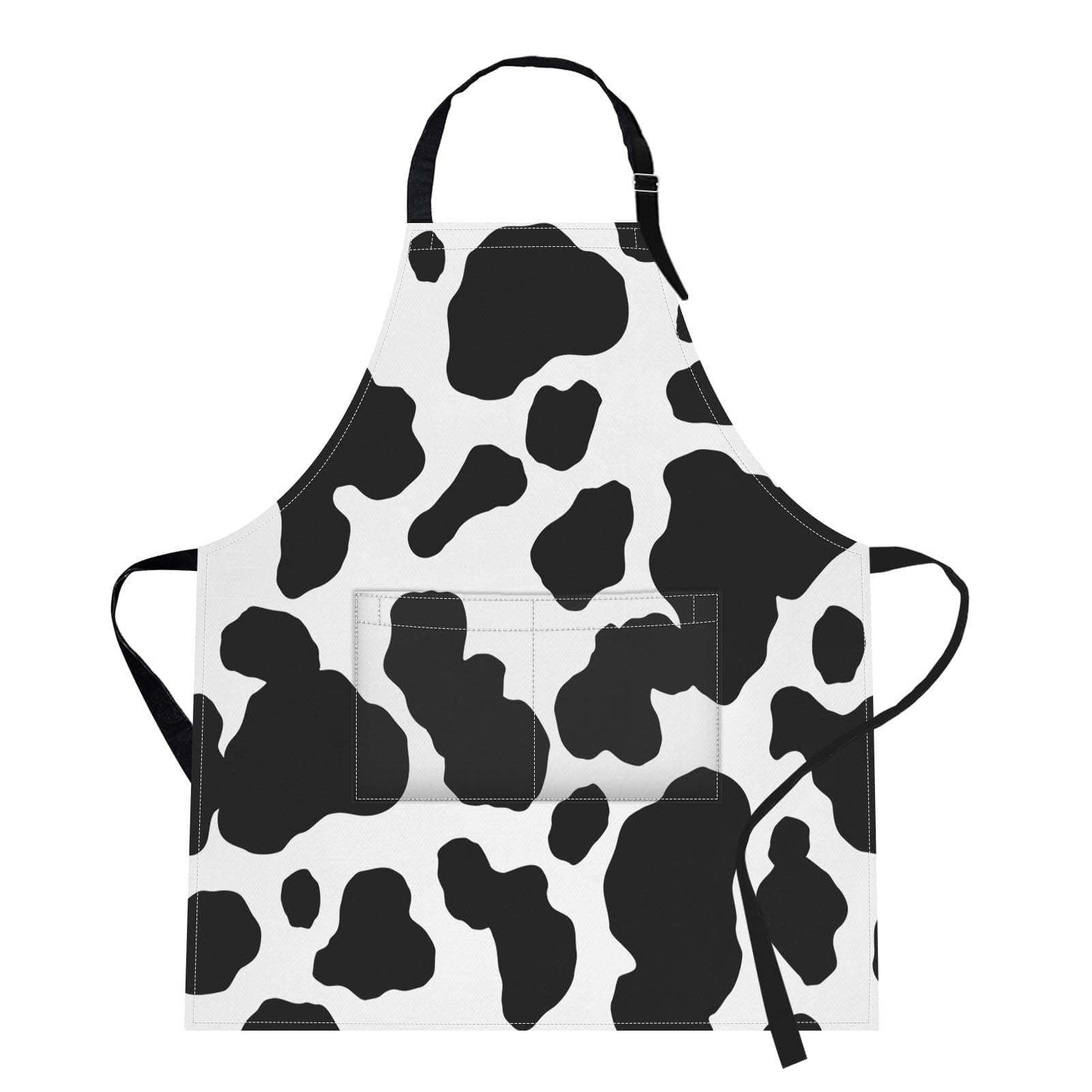 Britimes Apron Home Kitchen Cooking Baking Gardening for Women Men with Pockets Cow Dalmatian Spots Animal Milk 32x28 inch