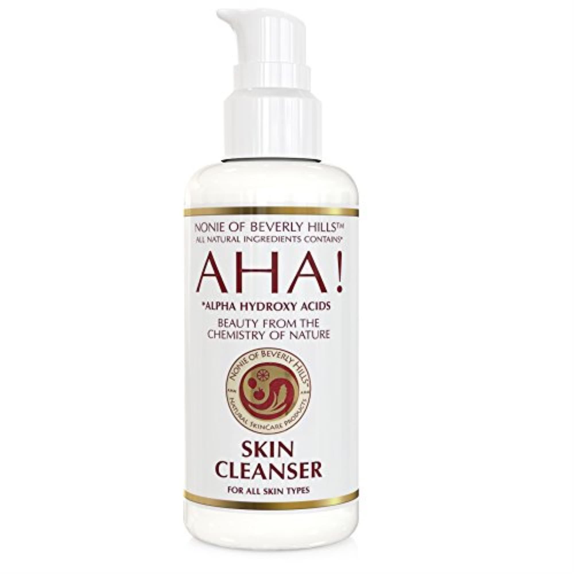 Nonie AHA All-Natural Skin Cleanser – 100% Vegan & Natural – Oil-Based Makeup Remover with Exfoliating Alpha Hydroxy Acids – Pore Management & Anti-Aging Formula – 7.0 Oz